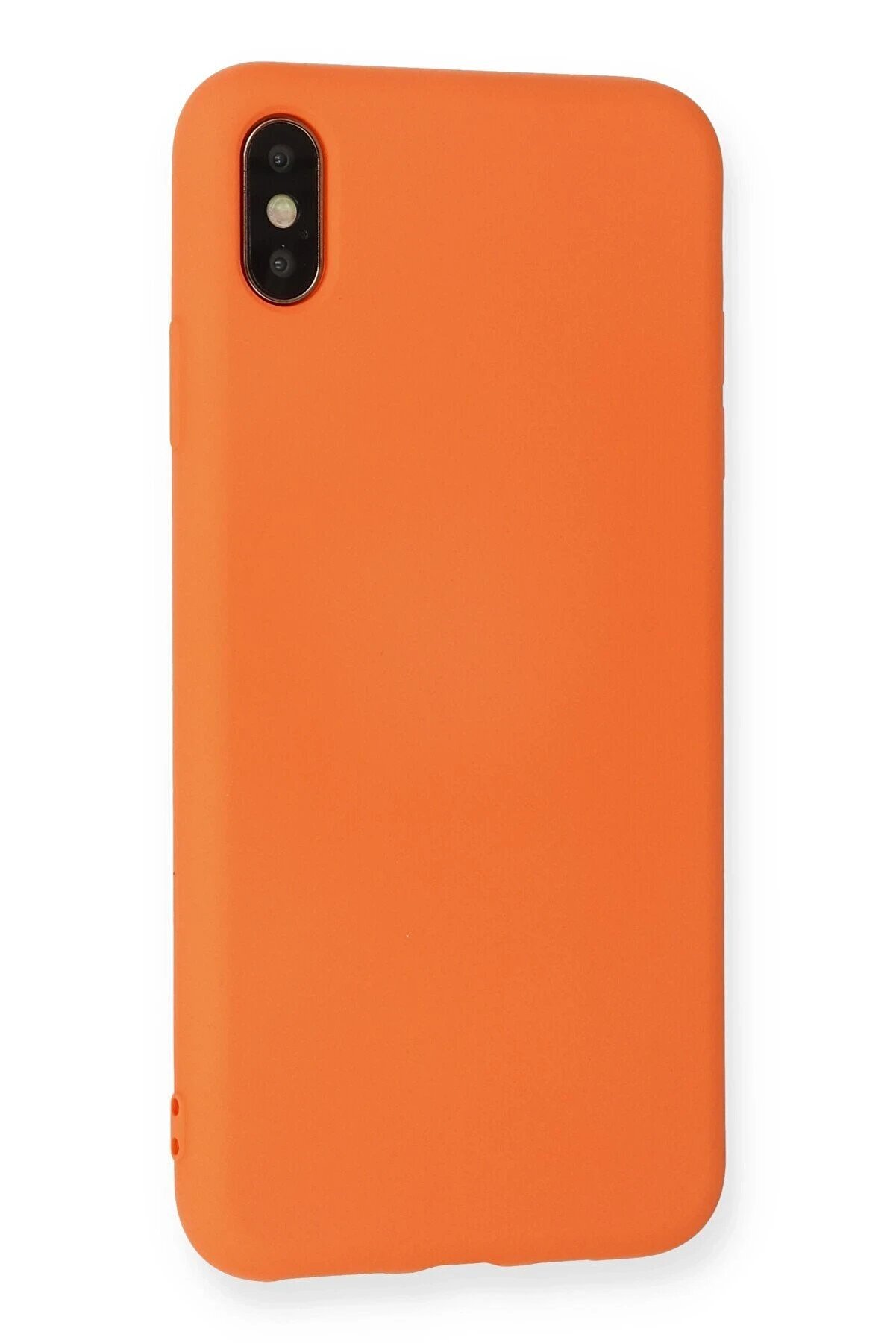 İphone X Kılıf Nano İçi̇ Kadi̇fe Si̇li̇kon - Turuncu - Dropx6551-5436