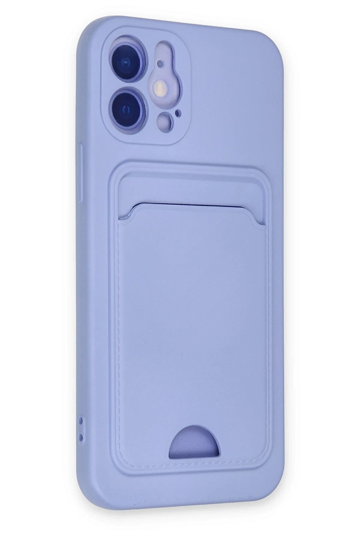 İphone 12 Kılıf Kelvi̇n Kartvi̇zi̇tli̇ Si̇li̇kon - Li̇la - Dropx3015-9080