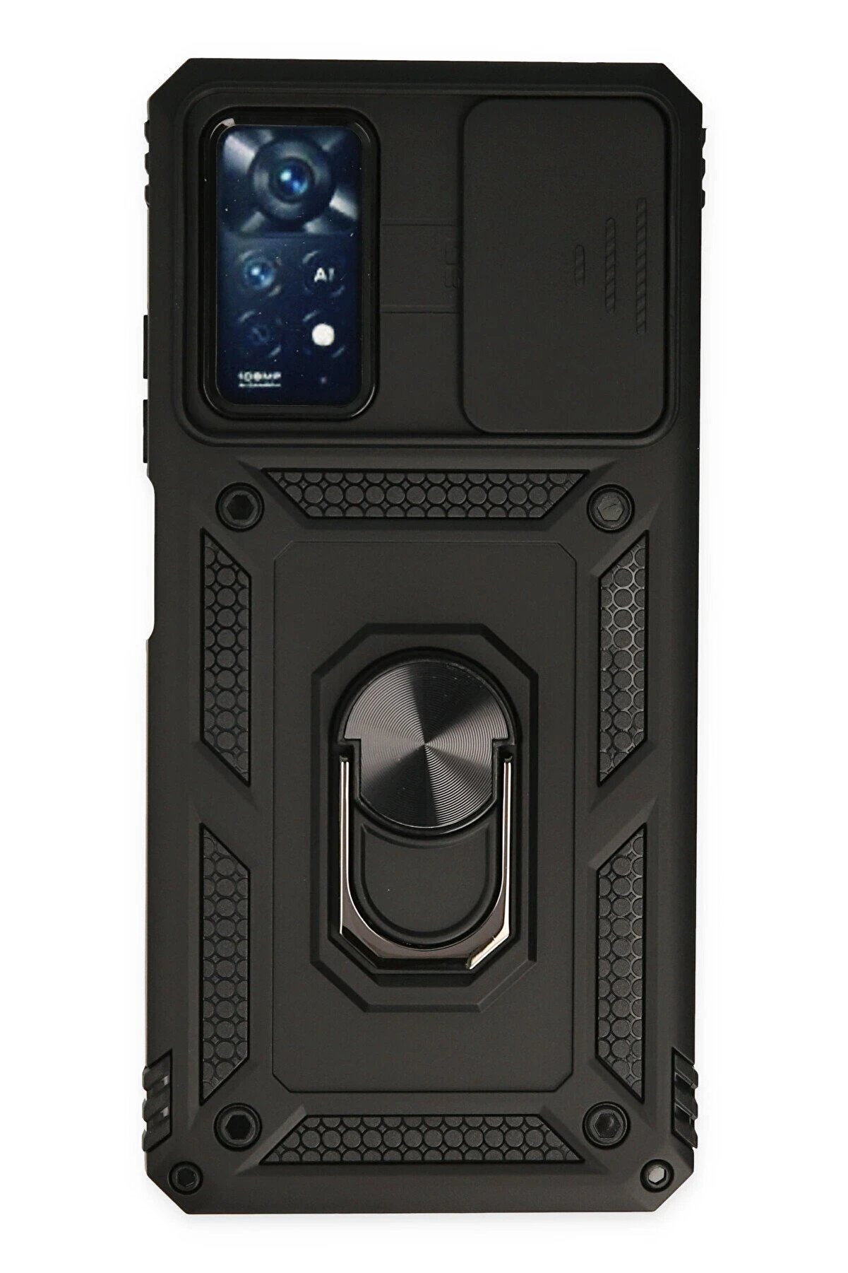 CepteToptan Xiaomi Redmi Note 11 Pro Kılıf Pars Lens Yüzüklü Silikon - Siyah - DROPX7799-7636