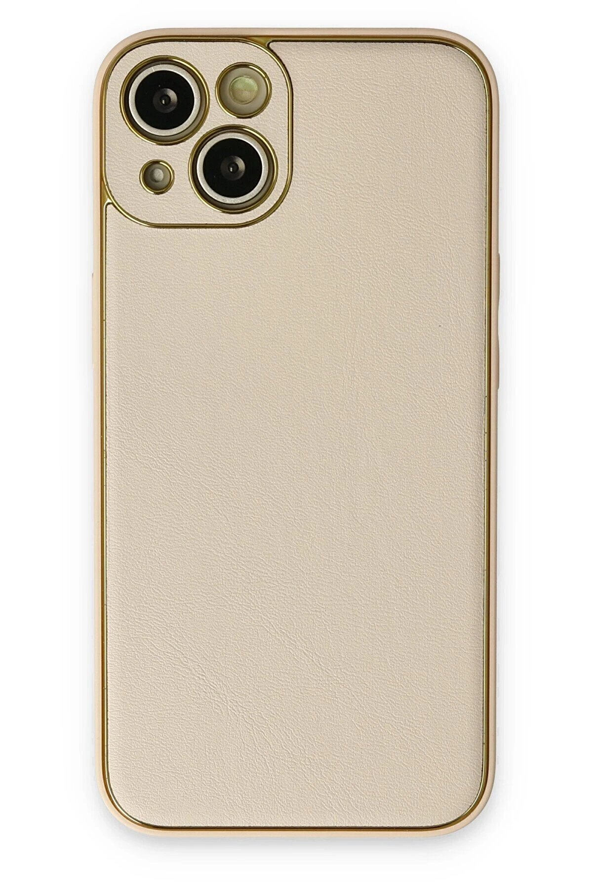 CepteToptan iPhone 14 Plus Kılıf Coco Deri Silikon Kapak - Gold - DROPX7998-6194