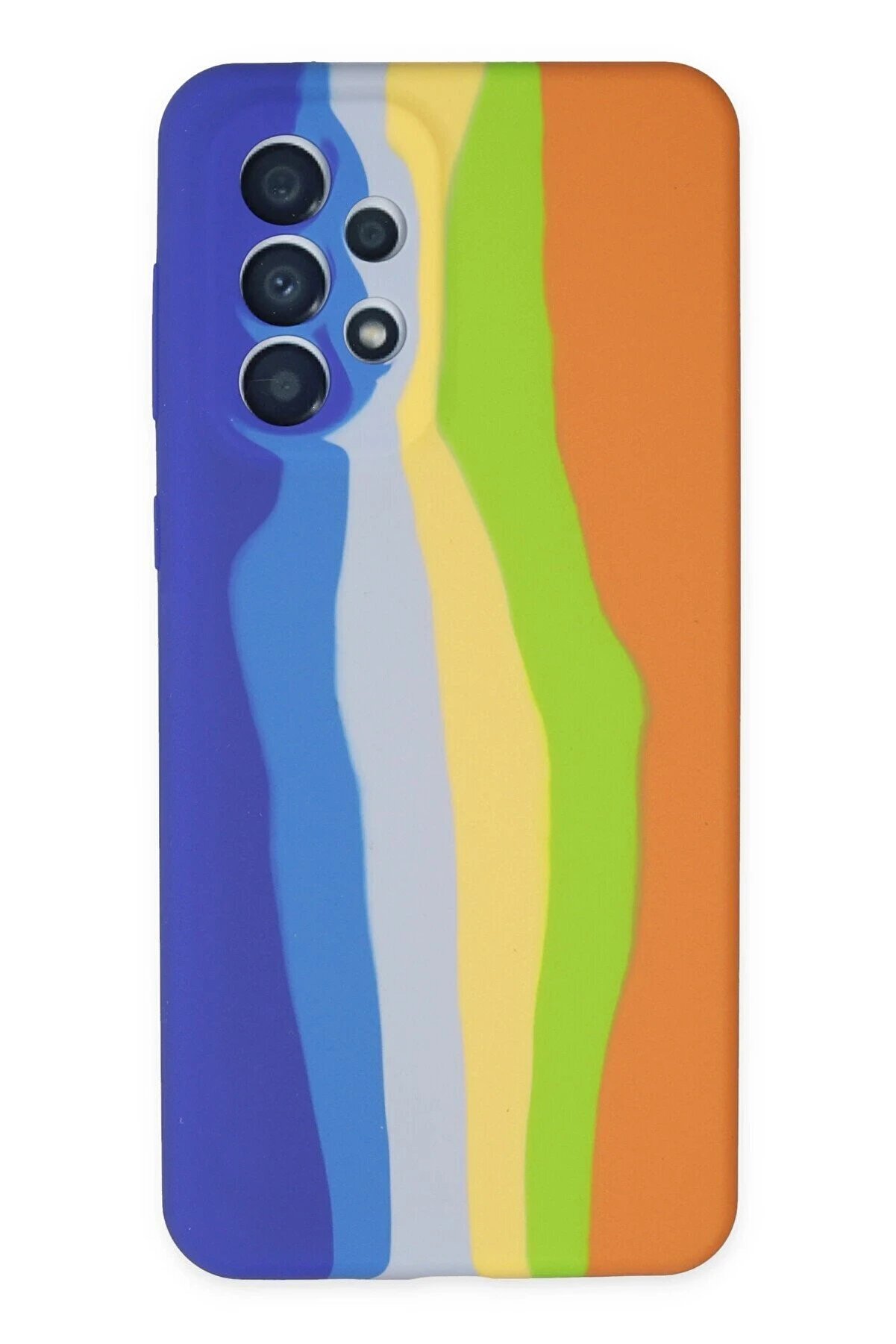 CepteToptan Samsung Galaxy A73 5G Kılıf Ebruli Lansman Silikon - Mavi-Turuncu - DROPX8228-8580