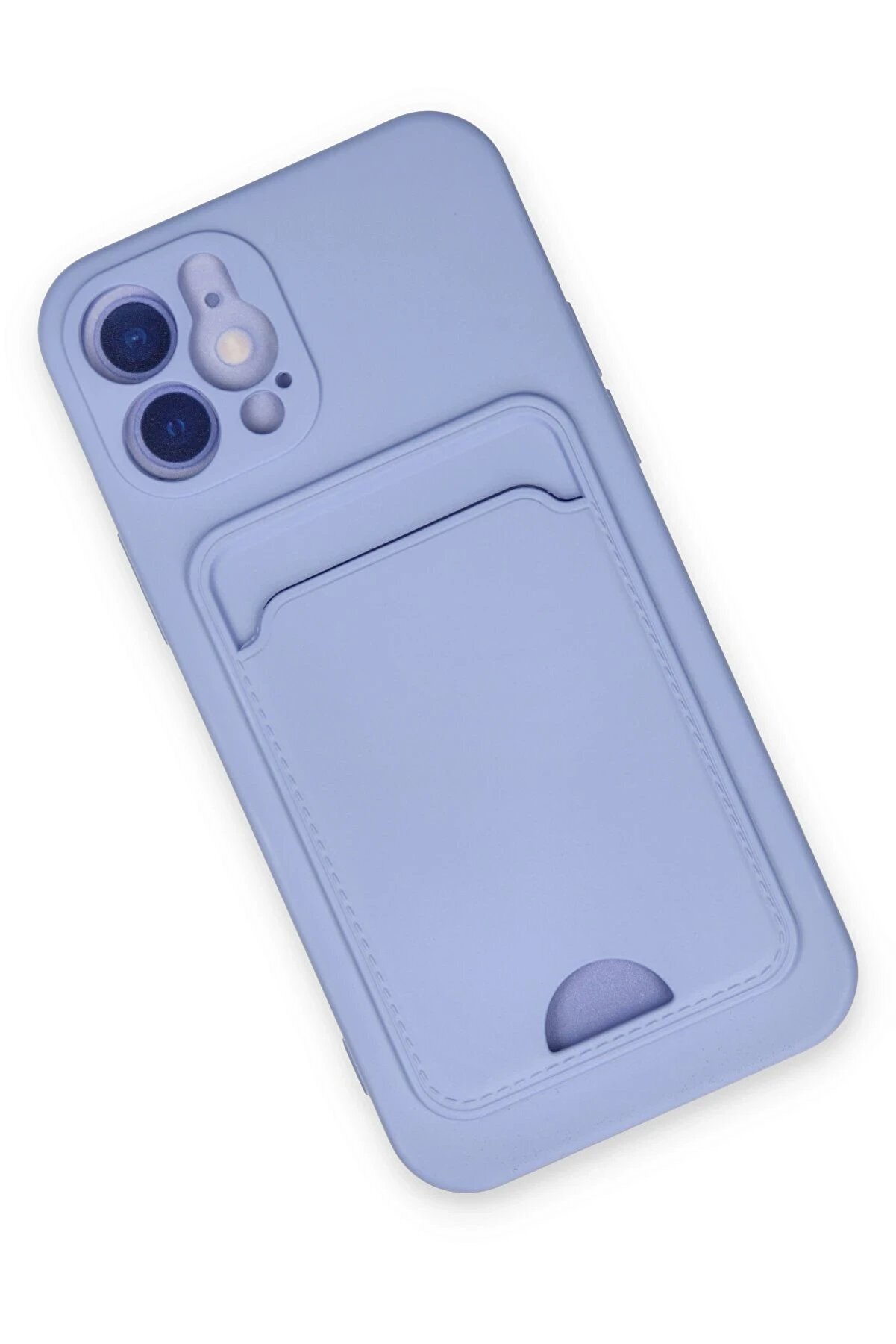 İphone 12 Kılıf Kelvi̇n Kartvi̇zi̇tli̇ Si̇li̇kon - Li̇la - Dropx3015-9080