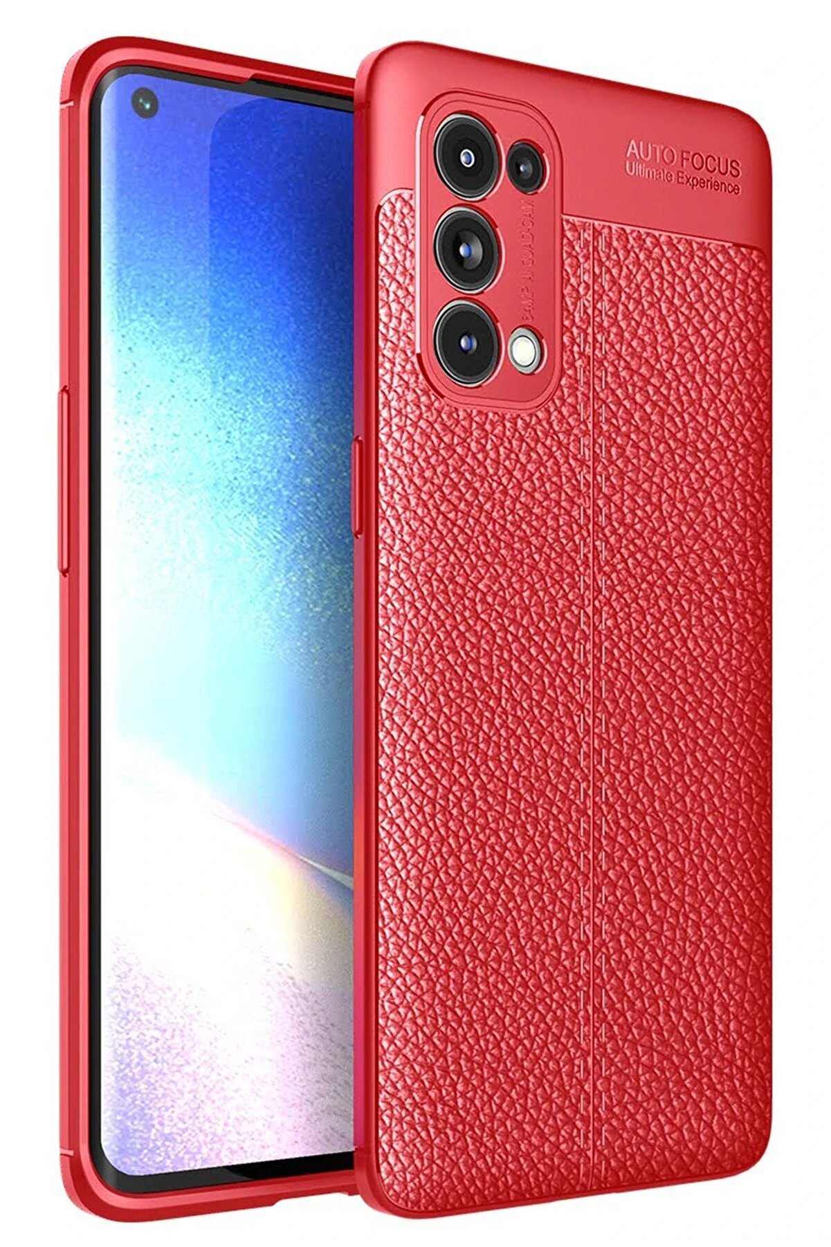 CepteToptan Oppo Reno 5 Pro Kılıf Auto Focus Kapak - Kırmızı - DROPX5093-9193