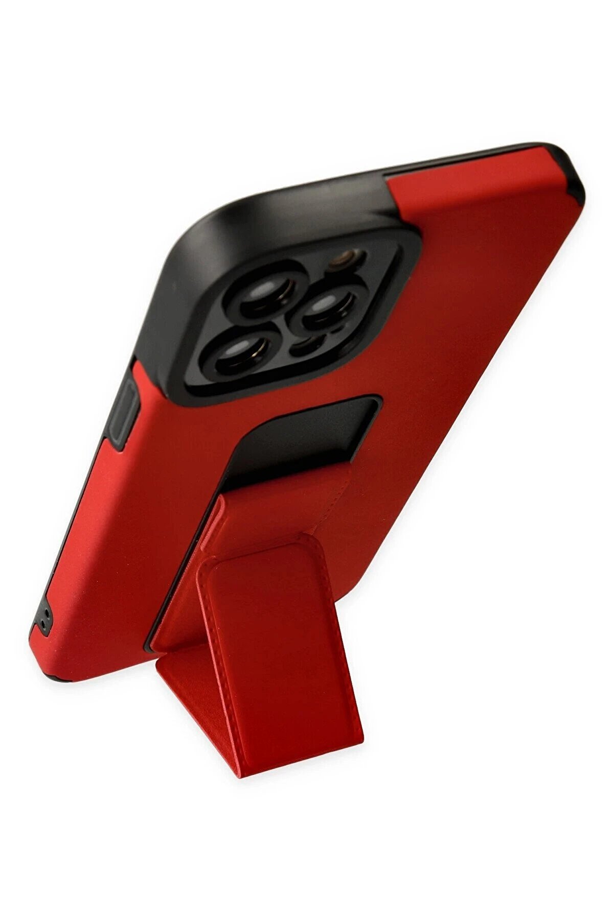 İphone 12 Pro Max Kılıf Mega Standlı Si̇li̇kon - Kırmızı - Dropx9211-2476