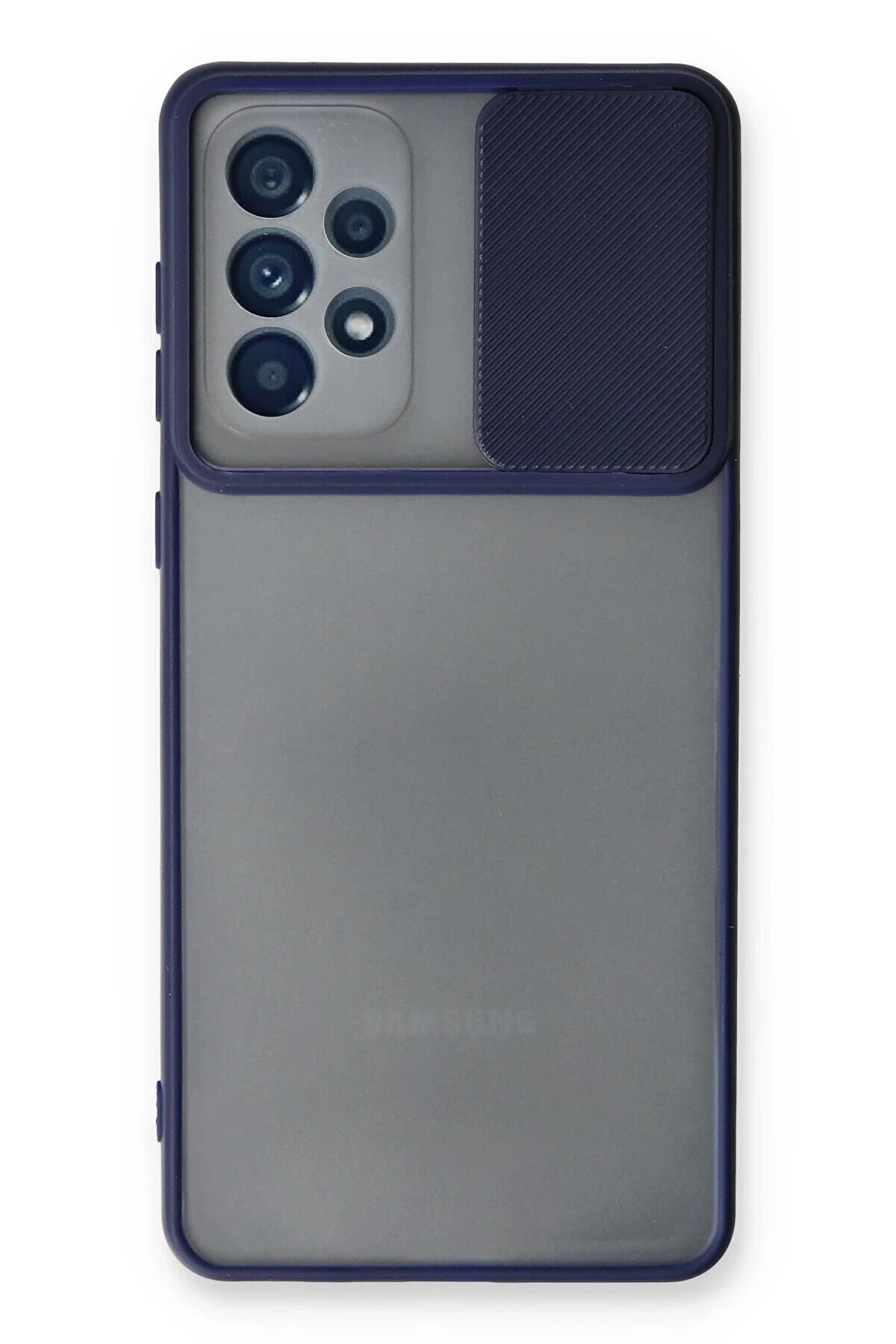 CepteToptan Samsung Galaxy A53 5G Kılıf Palm Buzlu Kamera Sürgülü Silikon - Lacivert - DROPX2198-8226