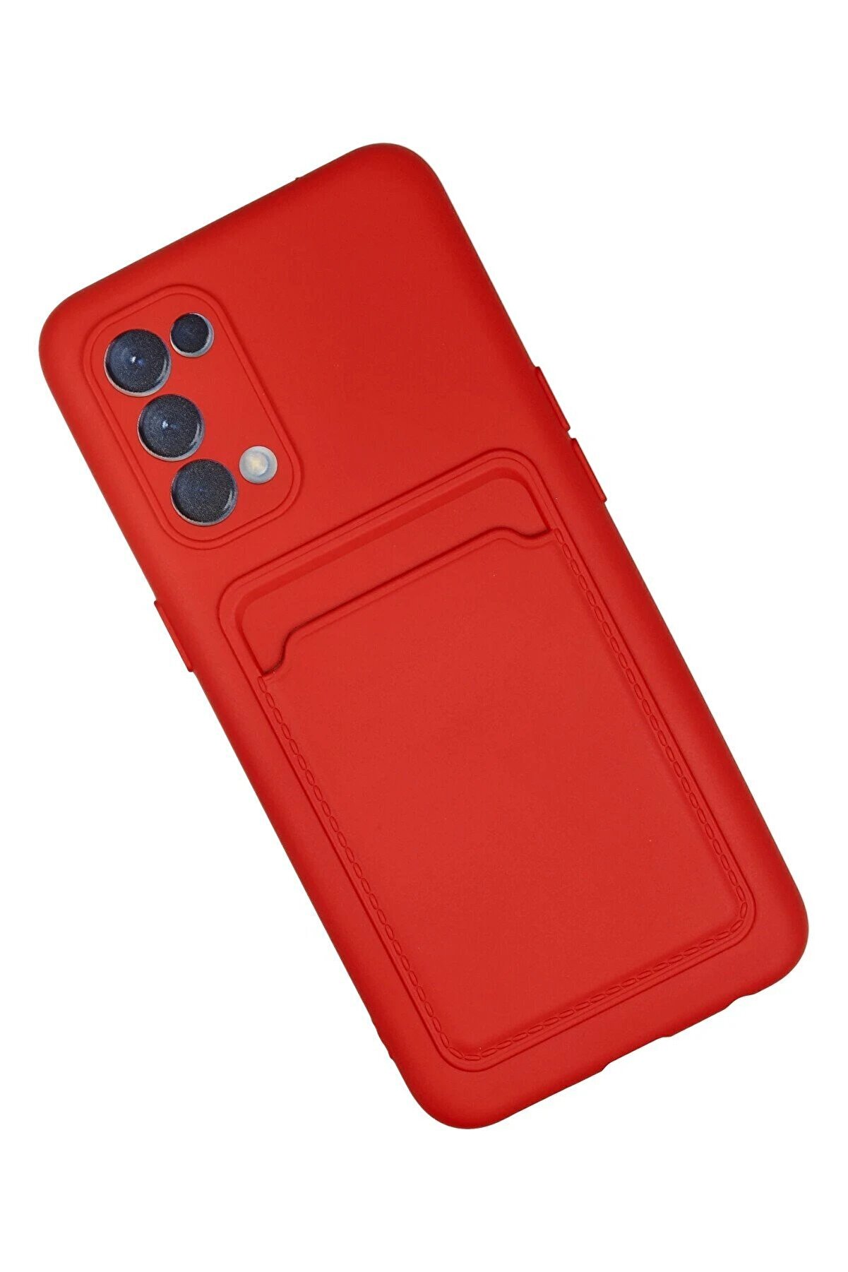 Oppo Reno 5 Kılıf Kelvi̇n Kartvi̇zi̇tli̇ Si̇li̇kon - Kırmızı - Dropx7058-3435