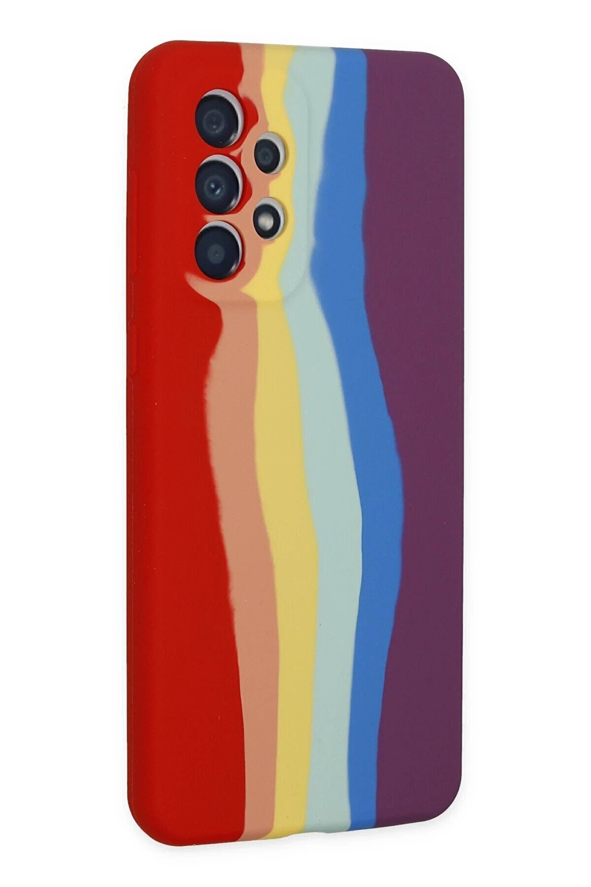 Samsung Galaxy A73 5G Kılıf Ebruli̇ Lansman Si̇li̇kon - Kırmızı-Mor - Dropx6761-1942