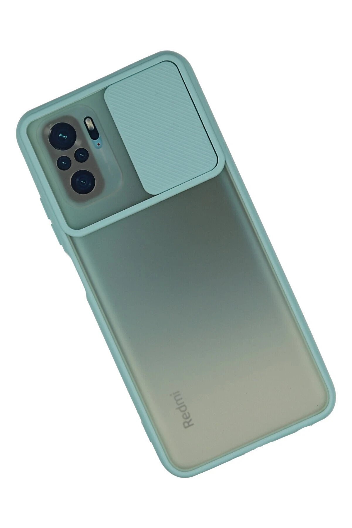 Xi̇aomi̇ Redmi̇ Note 10 Kılıf Palm Buzlu Kamera Sürgülü Si̇li̇kon - Turkuaz - Dropx6267-7373