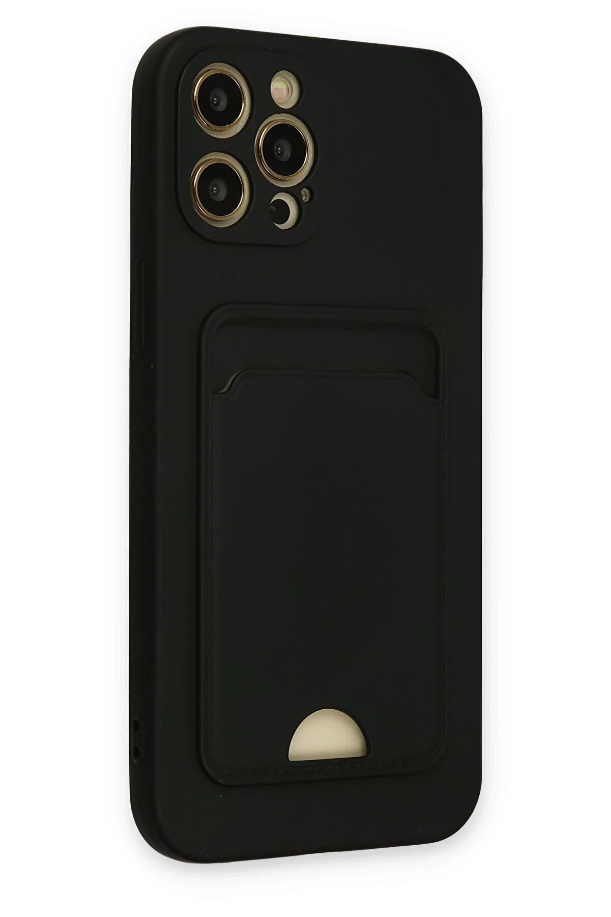 İphone 12 Pro Max Kılıf Kelvi̇n Kartvi̇zi̇tli̇ Si̇li̇kon - Si̇yah - Dropx1721-6199