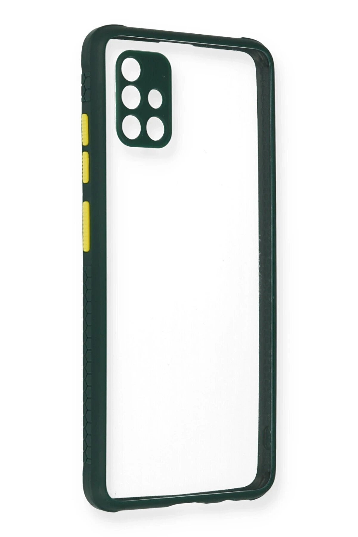 CepteToptan Samsung Galaxy A71 Kılıf Miami Şeffaf Silikon - Koyu Yeşil - DROPX4054-5582