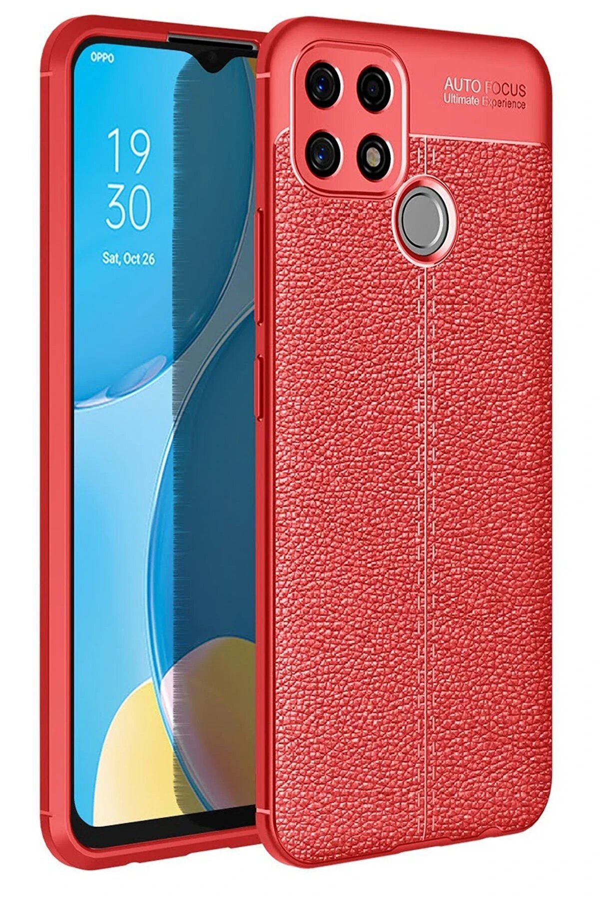 CepteToptan Oppo A15 Kılıf Auto Focus Kapak - Kırmızı - DROPX4182-7176