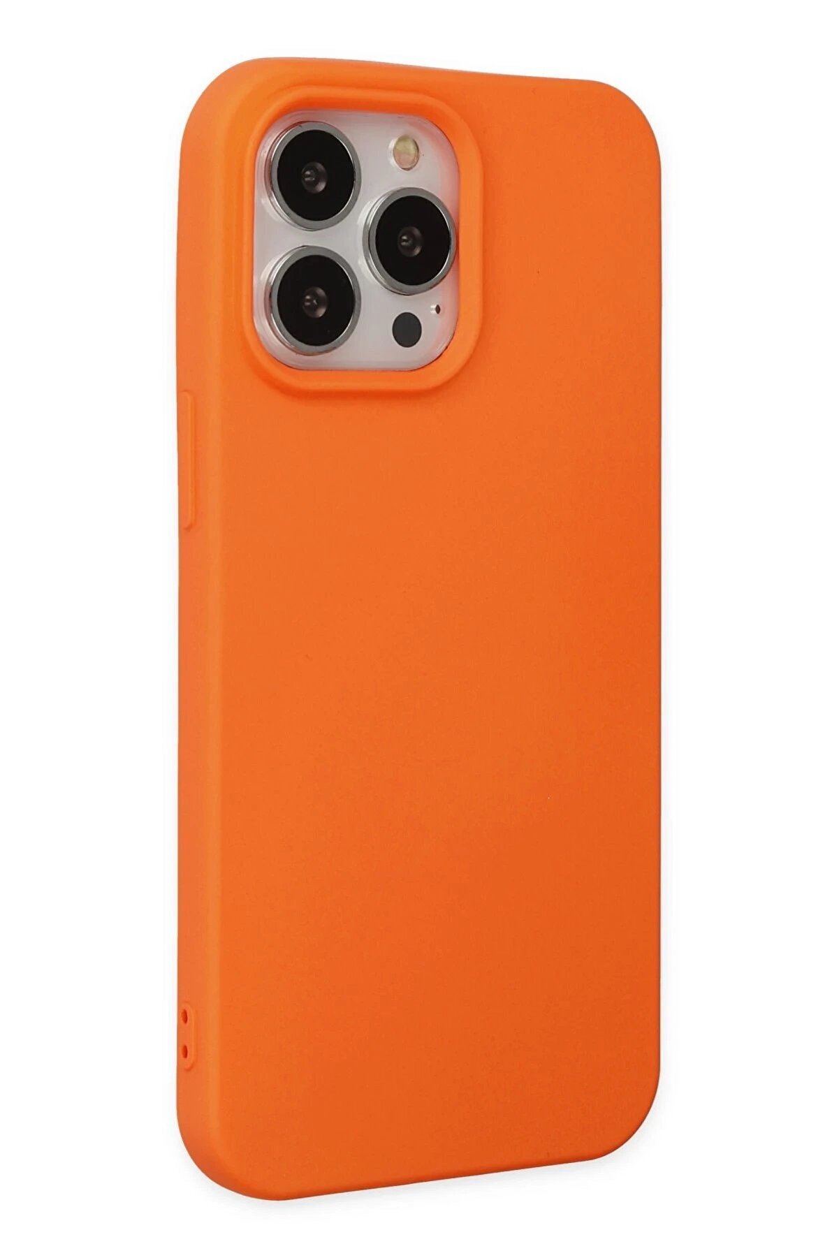 İphone 14 Pro Max Kılıf Nano İ&ccedil;i̇ Kadi̇fe Si̇li̇kon - Turuncu - Dropx6717-2574