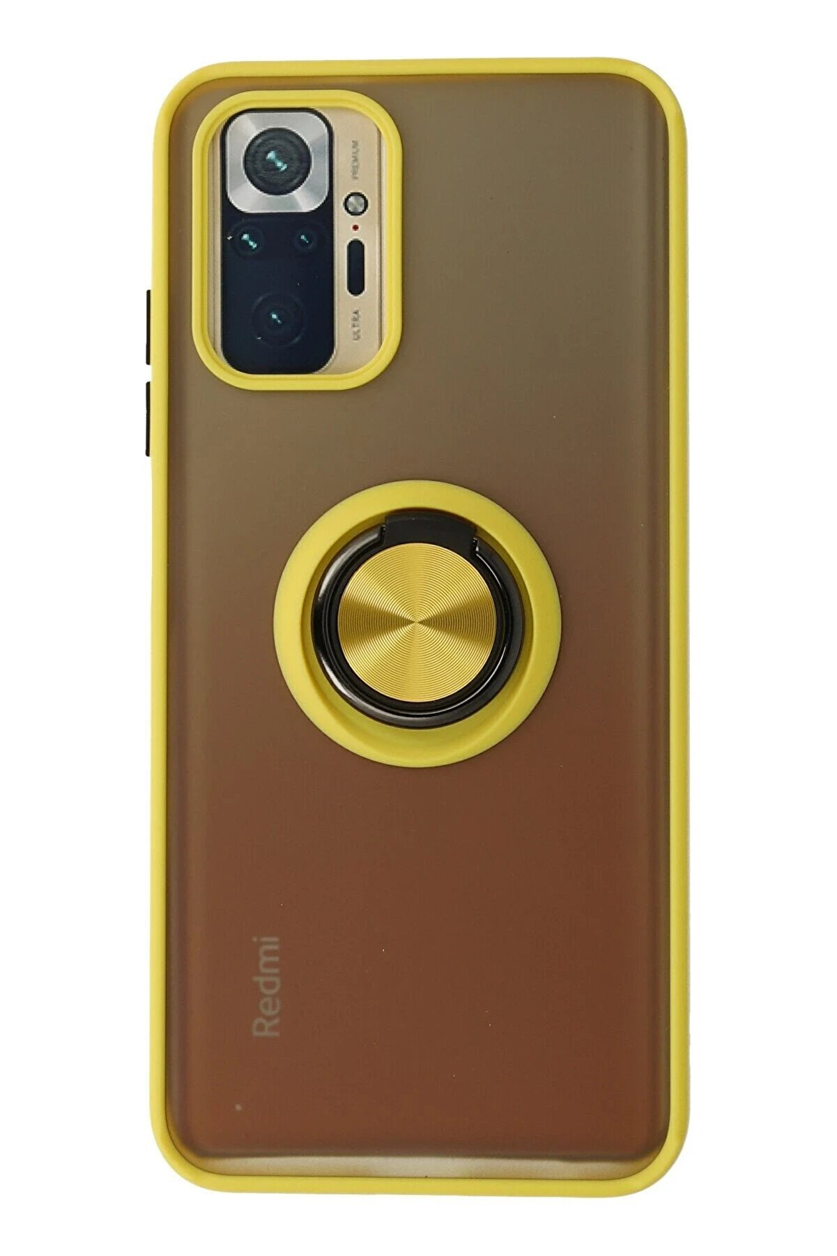 CepteToptan Xiaomi Redmi Note 10 Kılıf Montreal Yüzüklü Silikon Kapak - Sarı - DROPX5174-1240