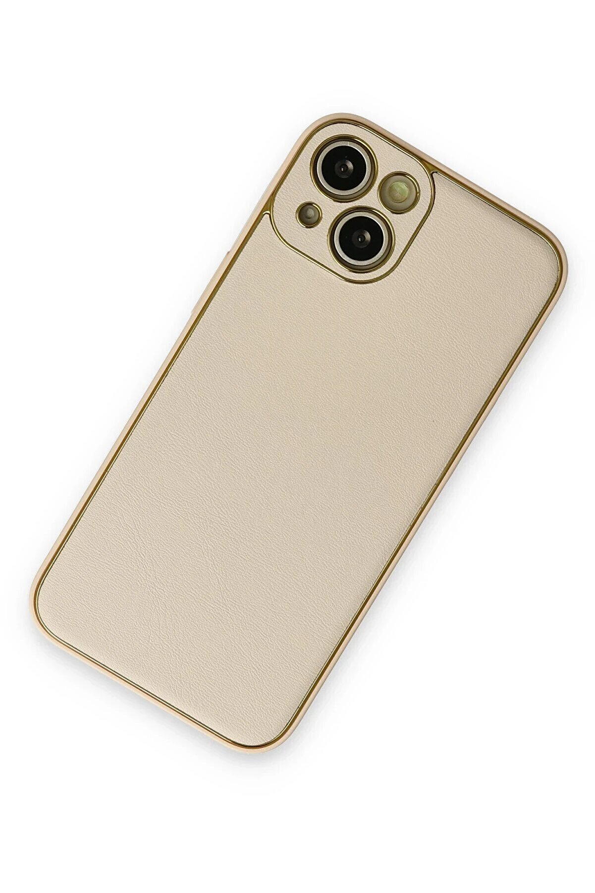 İphone 14 Plus Kılıf Coco Deri̇ Si̇li̇kon Kapak - Gold - Dropx7998-6194