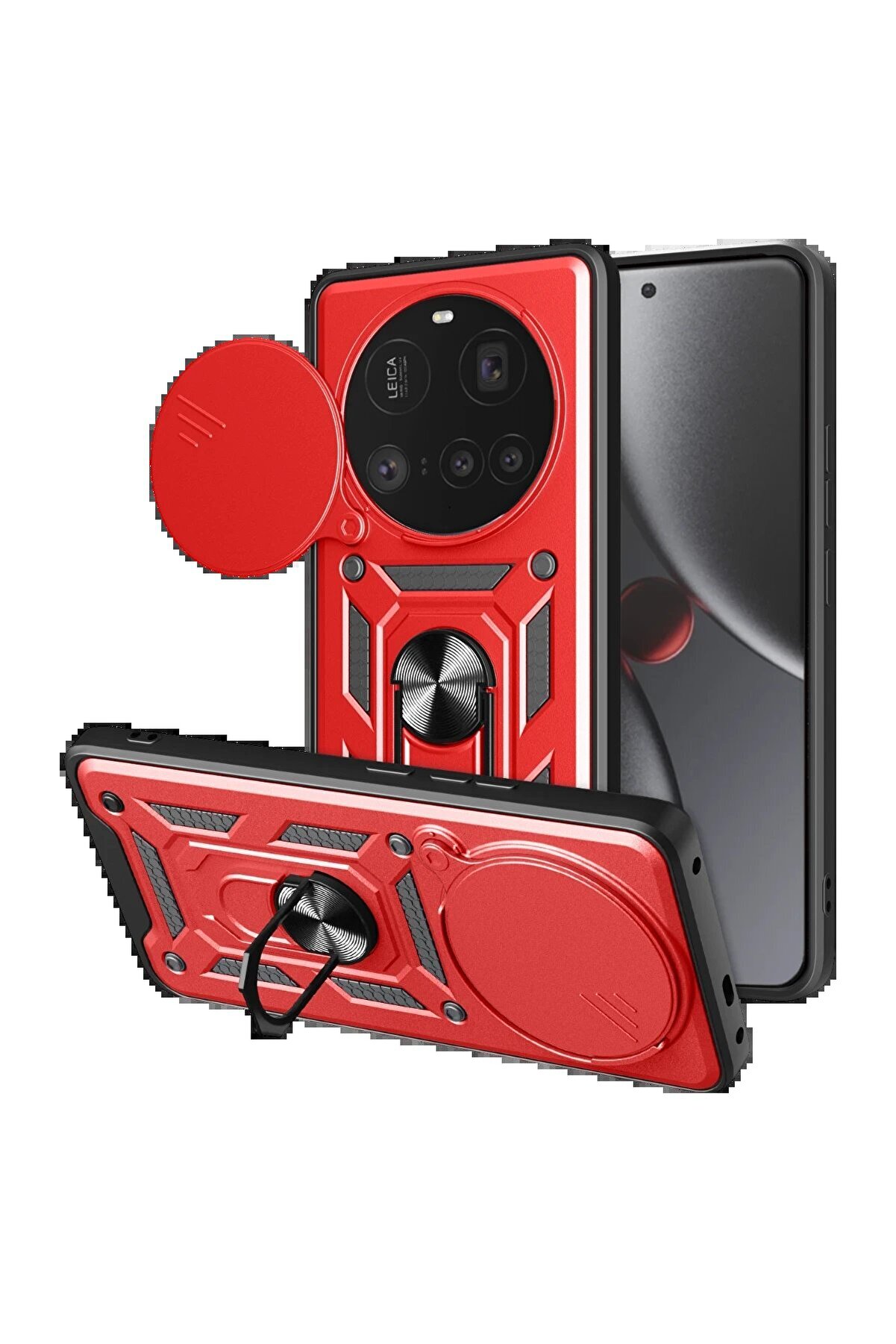 CepteToptan Xiaomi Mi 15 Ultra Kılıf Pars Lens Yüzüklü Silikon - Kırmızı - DROPX5400-3504