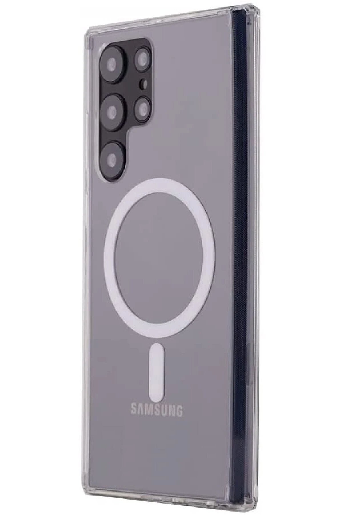 CepteToptan Samsung Galaxy S22 Ultra Kılıf Magneticsafe Şeffaf Silikon - Şeffaf - DROPX5060-8586