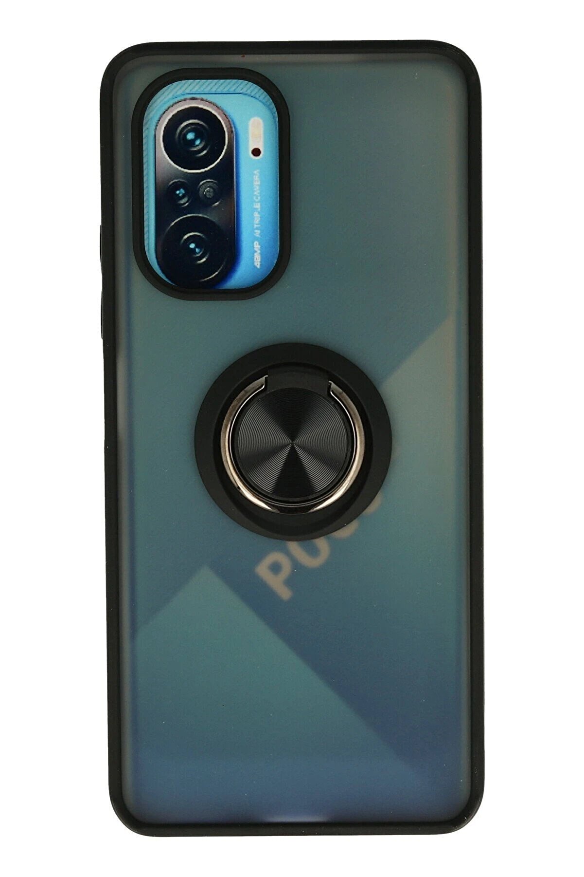 CepteToptan Xiaomi Redmi K40 Kılıf Montreal Yüzüklü Silikon Kapak - Siyah - DROPX1810-6059