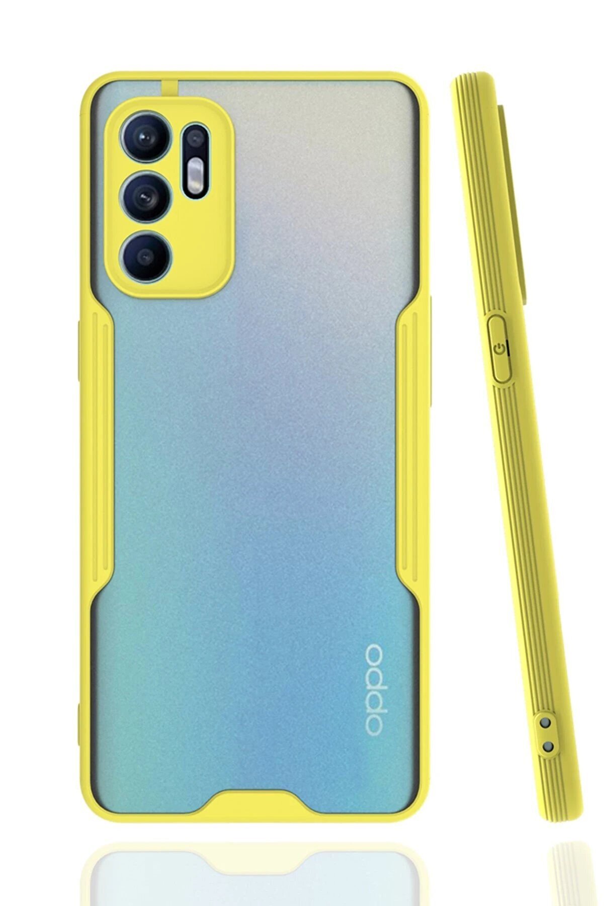 CepteToptan Oppo Reno 6 Kılıf Platin Silikon - Sarı - DROPX5088-4459