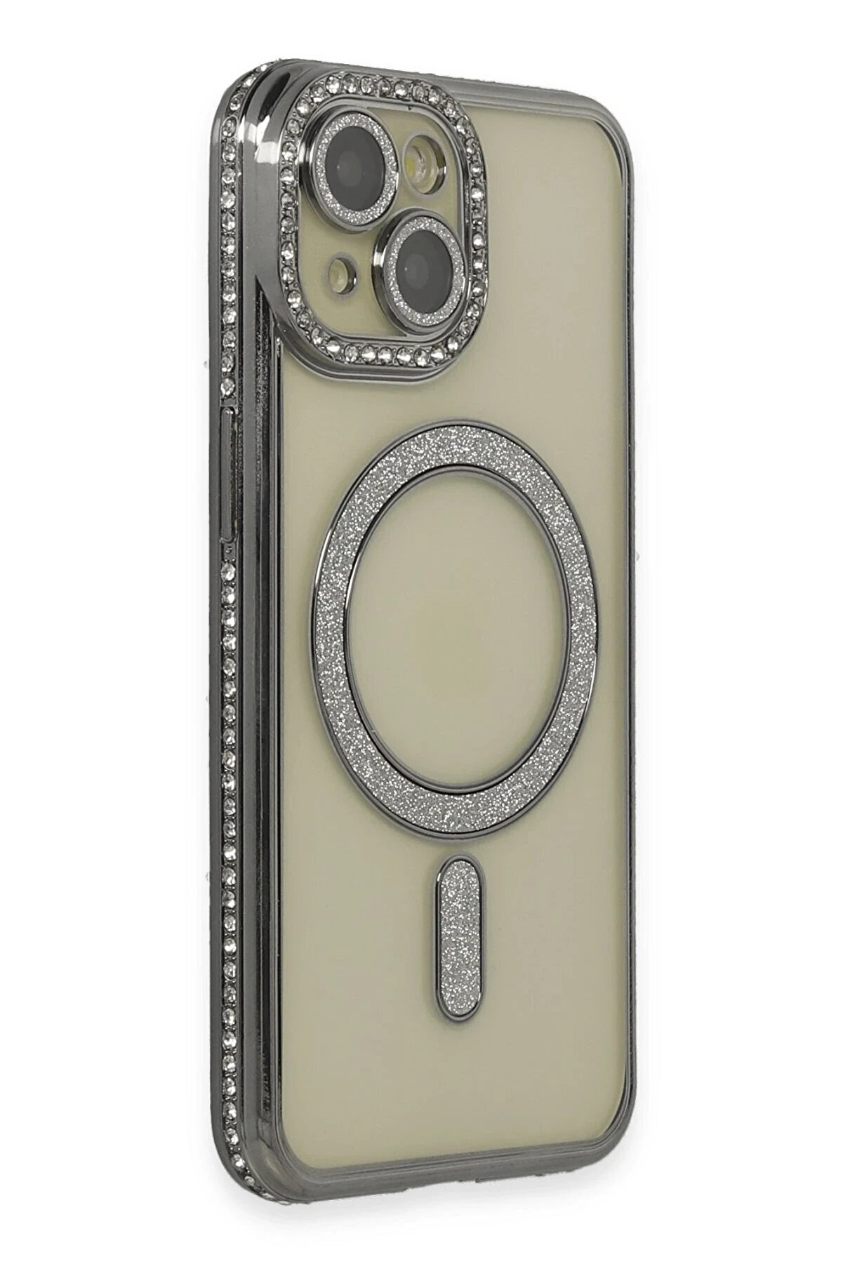 CepteToptan iPhone 15 Kılıf Joke Simli Magneticsafe Kılıf - Gri - DROPX3099-4481