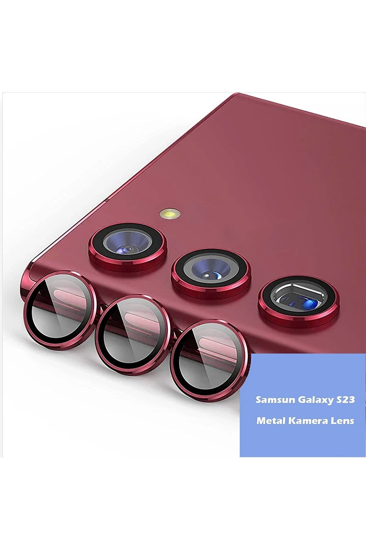 Samsung Galaxy S23 Ultra Metal Kamera Lens - Kırmızı - Dropx9394-7759