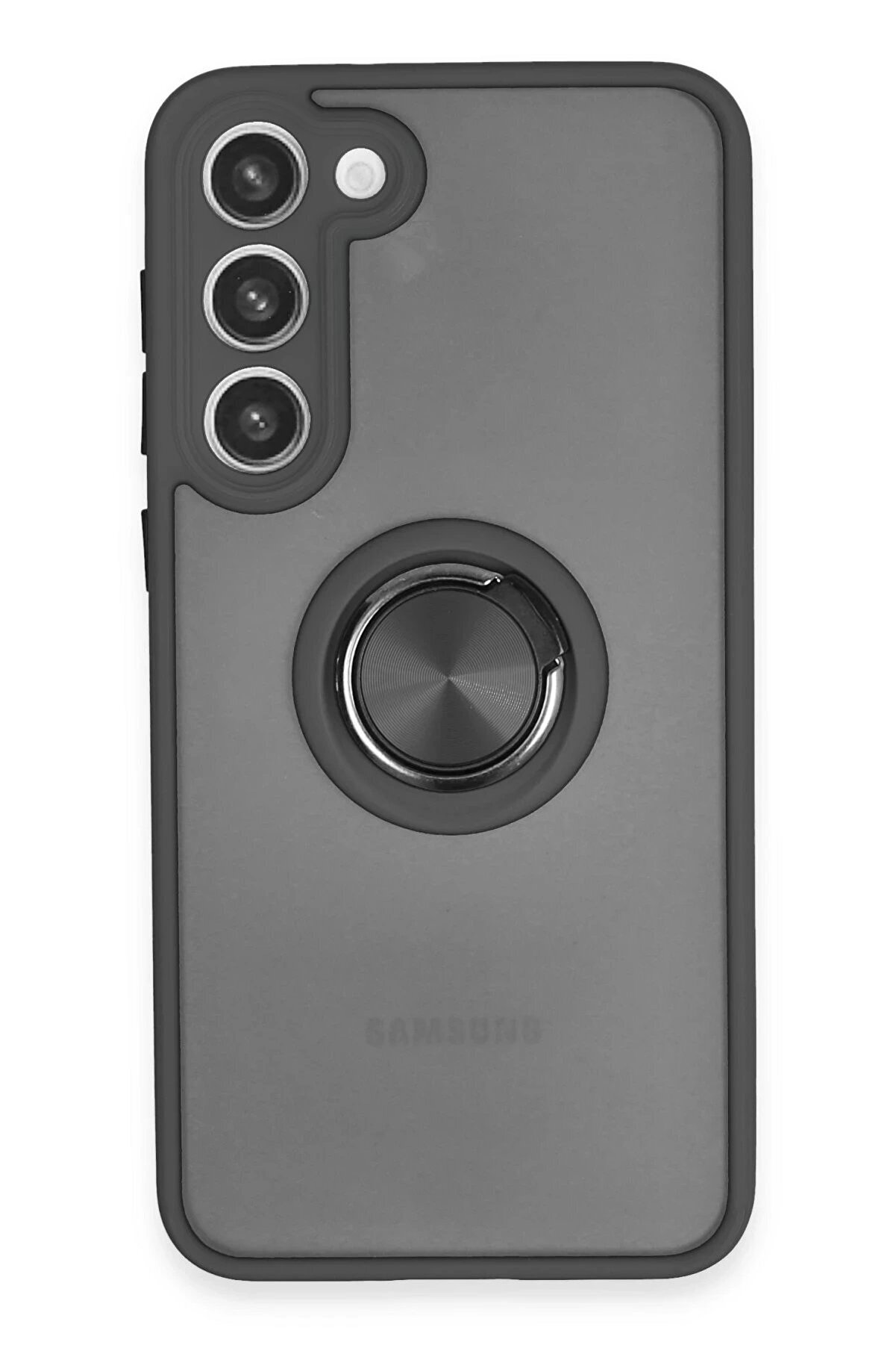 CepteToptan Samsung Galaxy S23 Plus Kılıf Montreal Yüzüklü Silikon Kapak - Siyah - DROPX8576-4290