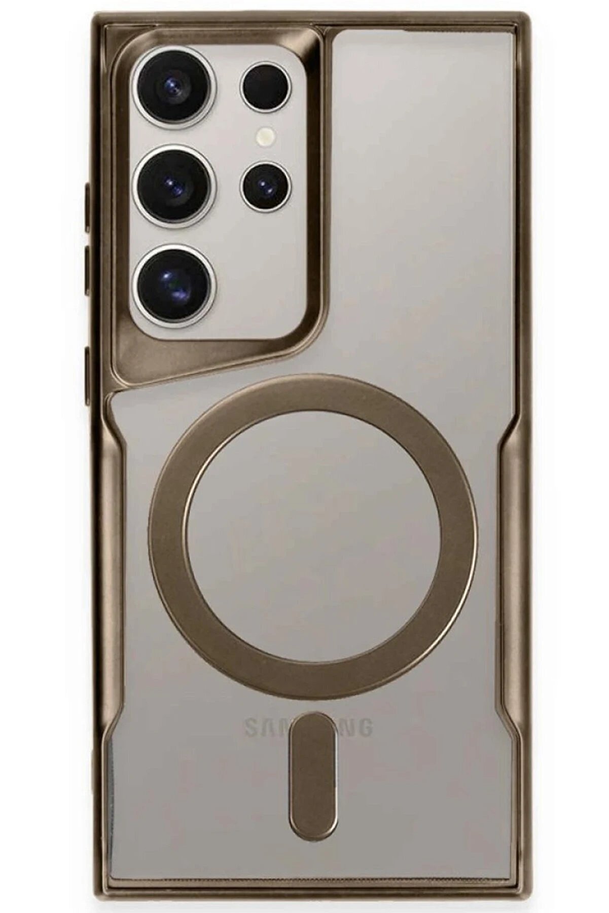 CepteToptan Samsung Galaxy S23 Ultra Kılıf Boyi Magsafe Silikon Kapak - Kahverengi - DROPX6414-2371