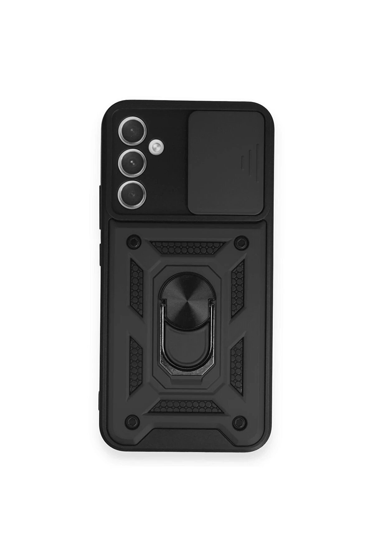 CepteToptan Samsung Galaxy A54 5G Kılıf Pars Lens Yüzüklü Silikon - Siyah - DROPX7364-7538