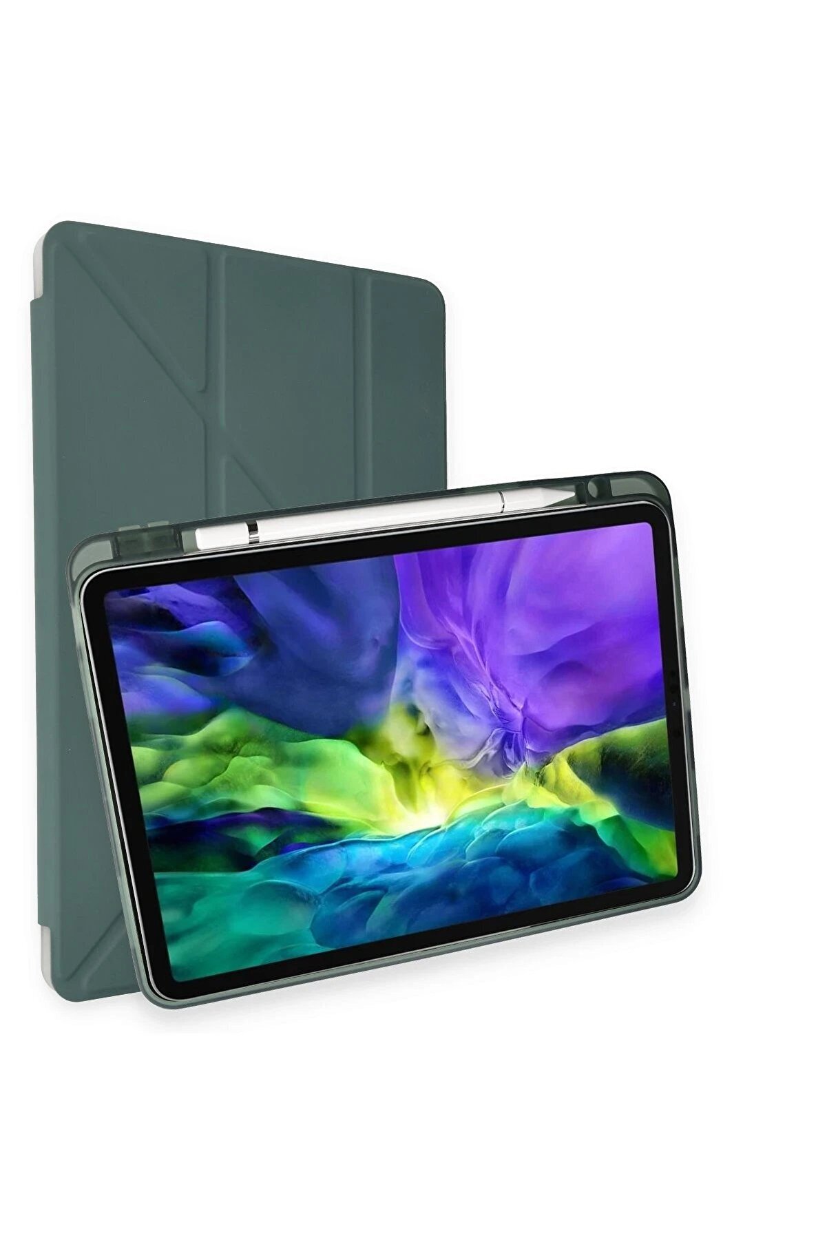 CepteToptan iPad Pro 11 (2018) Kılıf Kalemlikli Mars Tablet Kılıfı - Koyu Yeşil - DROPX5373-7312