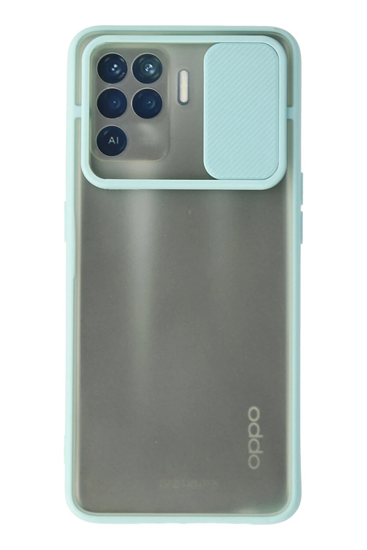 CepteToptan Oppo Reno 5 Lite Kılıf Palm Buzlu Kamera Sürgülü Silikon - Turkuaz - DROPX8074-5525