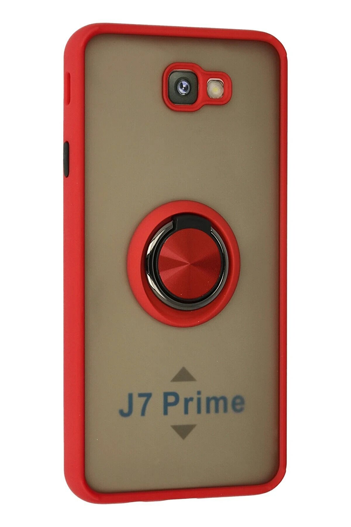 Samsung Galaxy J7 Pri̇me Kılıf Montreal Yüzüklü Si̇li̇kon Kapak - Kırmızı - Dropx8029-3831