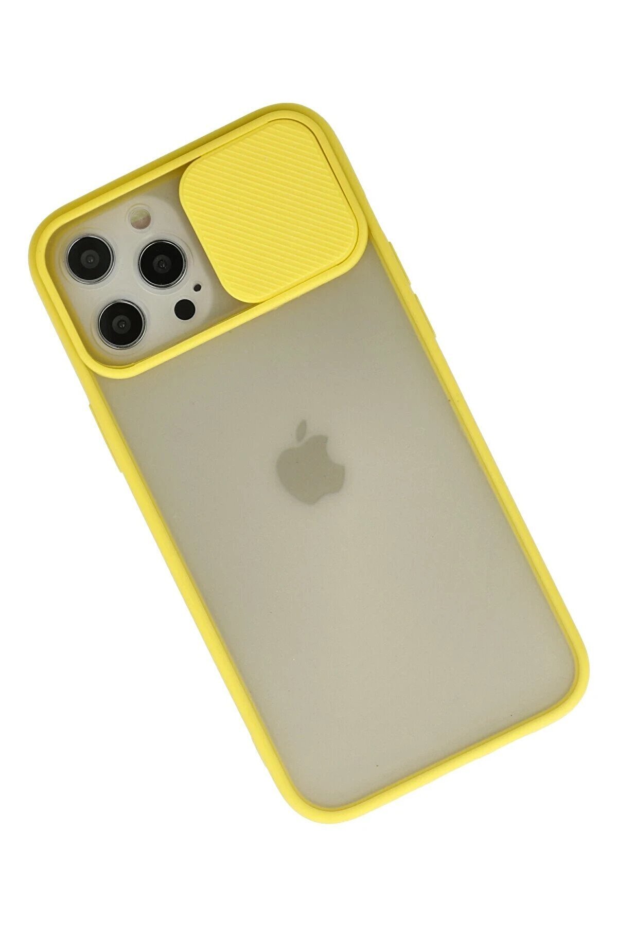 İphone 12 Pro Max Kılıf Palm Buzlu Kamera Sürgülü Si̇li̇kon - Sarı - Dropx2067-8195