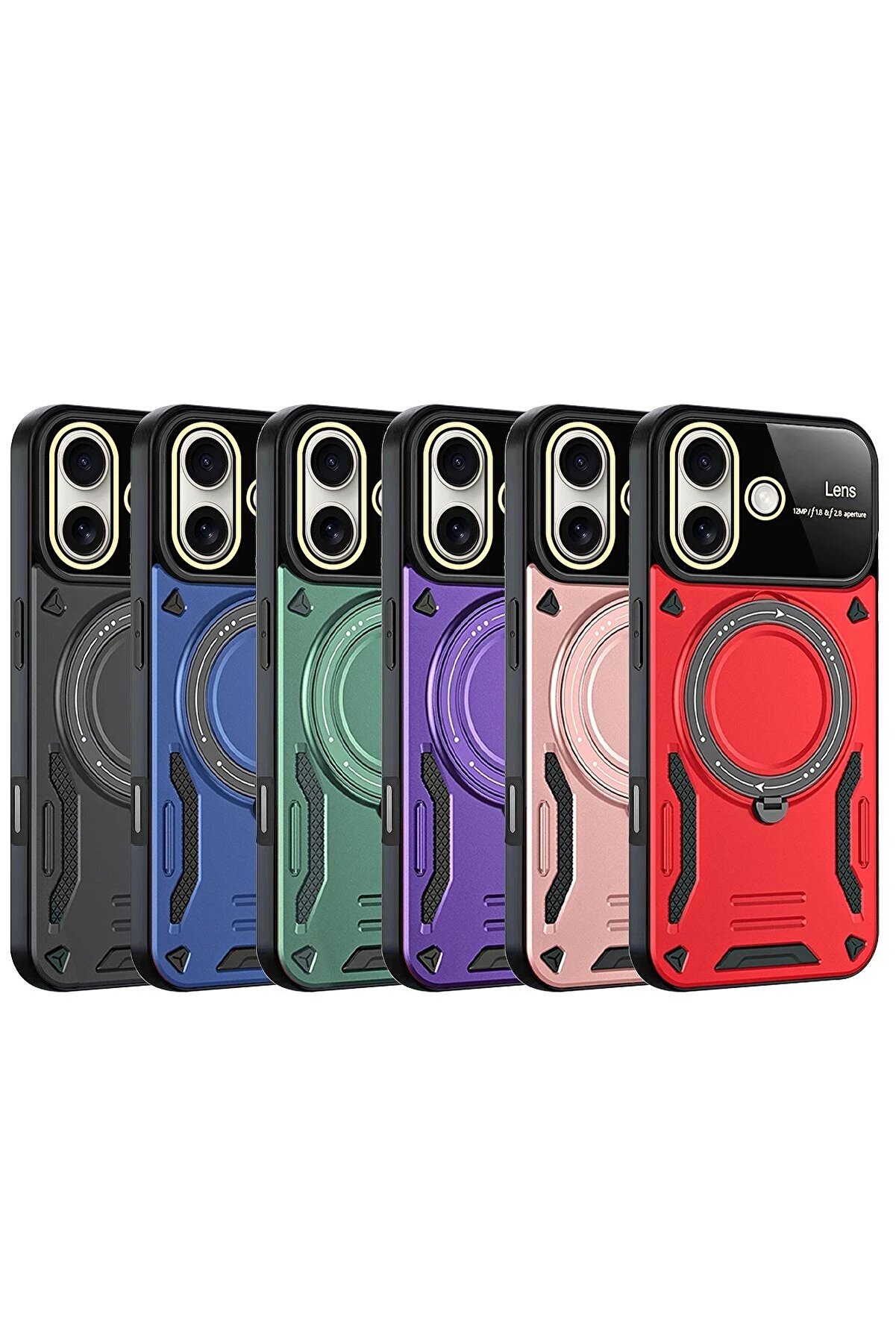 İphone 16 Kılıf Joy Lens Standlı Kapak - Si̇yah - Dropx2887-3202