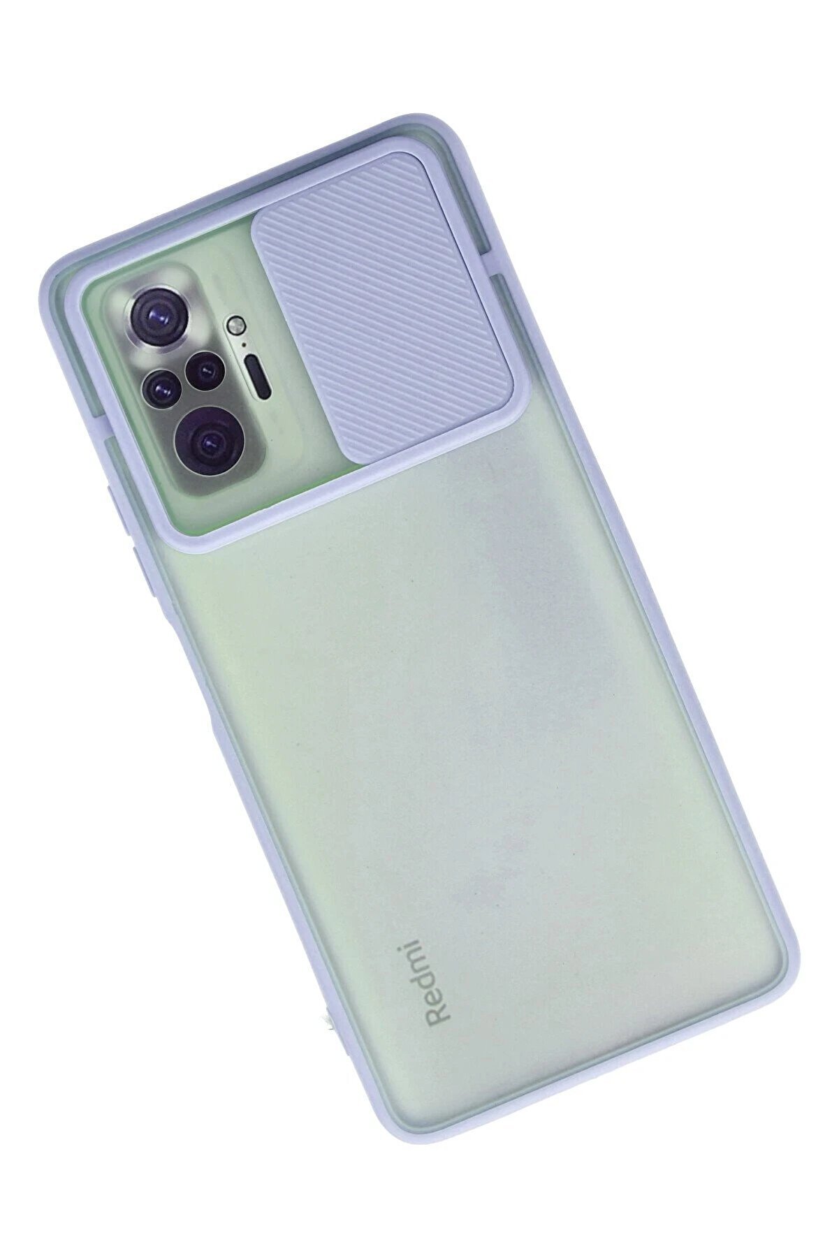 Xi̇aomi̇ Redmi̇ Note 10 Pro Kılıf Palm Buzlu Kamera S&uuml;rg&uuml;l&uuml; Si̇li̇kon - Li̇la - Dropx3036-7731