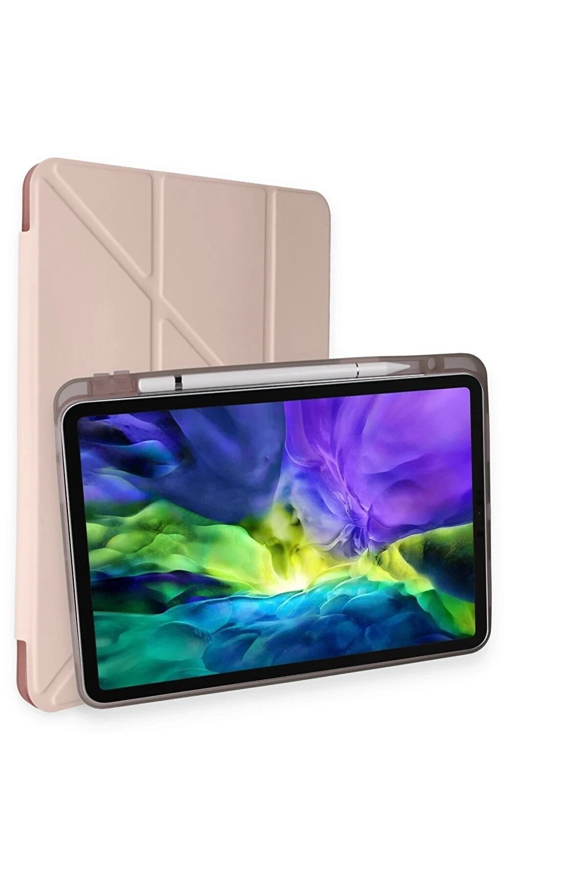 CepteToptan iPad 10.2 (8.nesil) Kılıf Kalemlikli Hugo Tablet Kılıfı - Rose Gold - DROPX8154-6306
