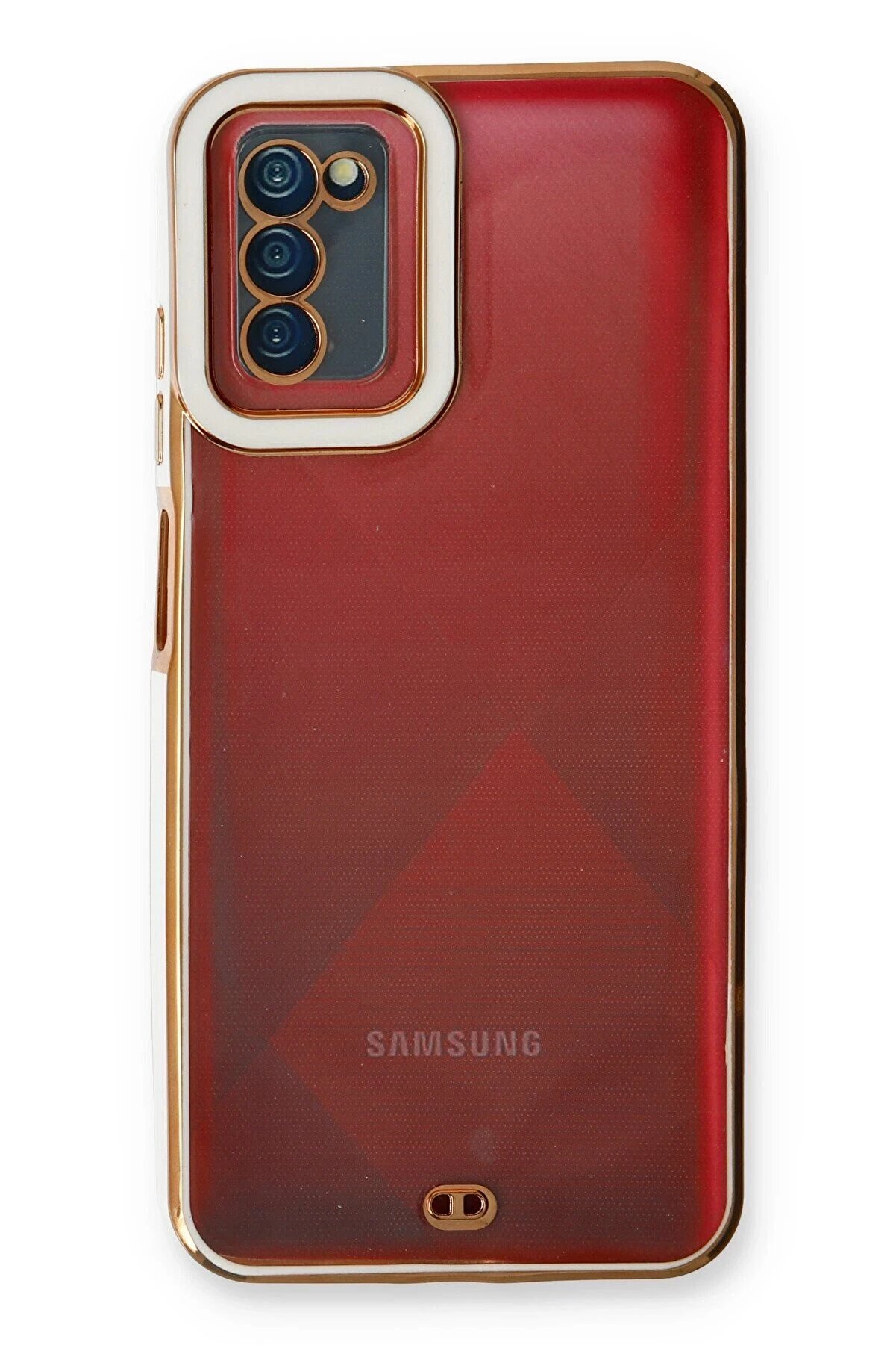 Samsung Galaxy A03S Kılıf Li̇va Lens Si̇li̇kon - Beyaz - Dropx3575-2126