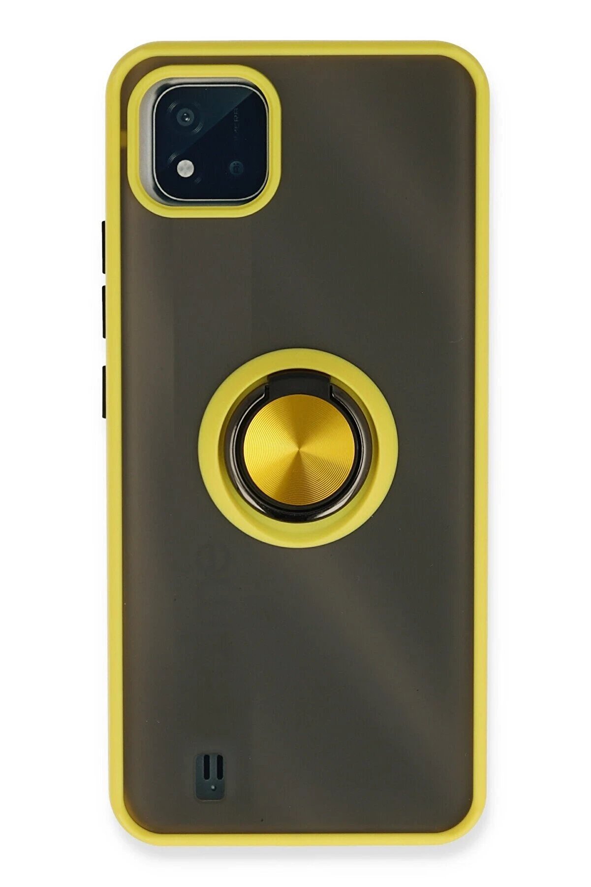 CepteToptan Realme C11 2021 Kılıf Montreal Yüzüklü Silikon Kapak - Sarı - DROPX2426-3805