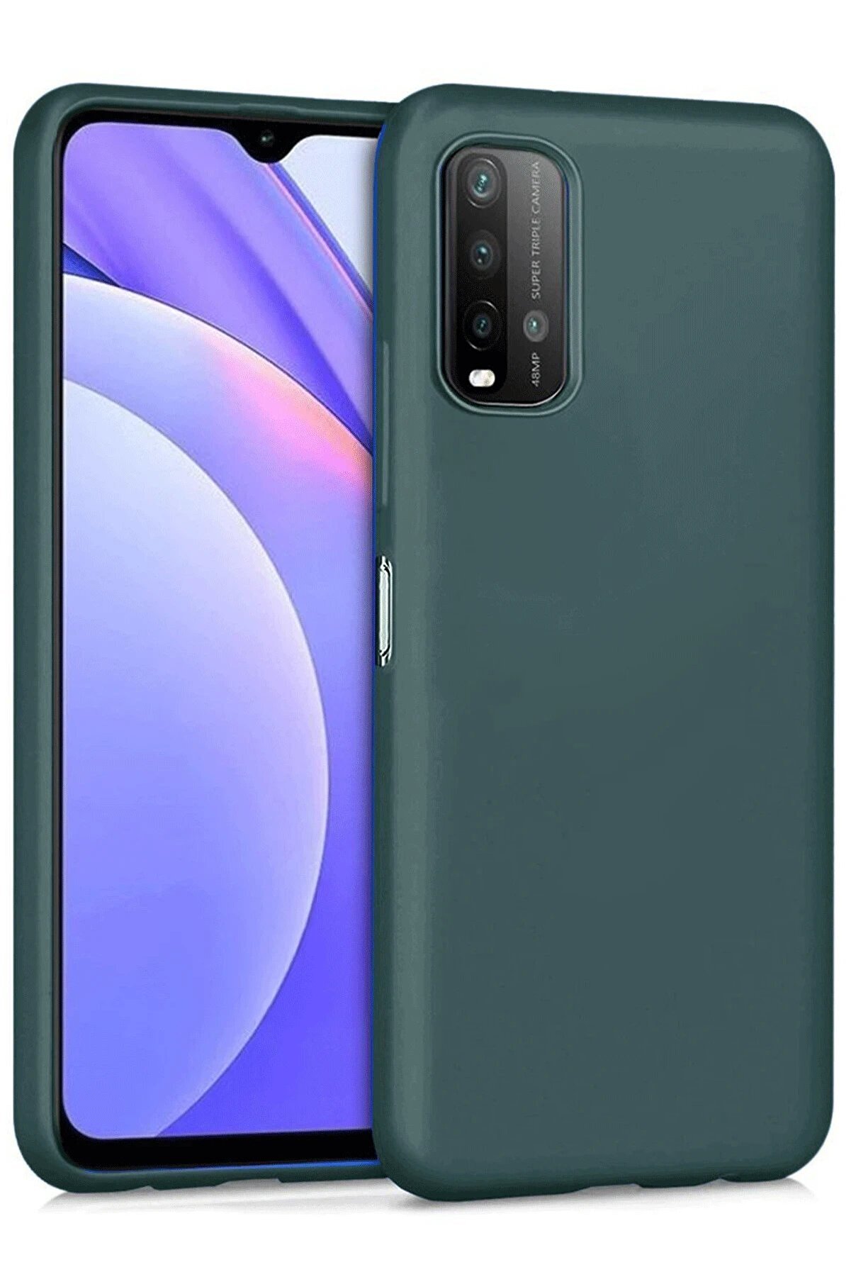 CepteToptan Xiaomi Redmi 9T Kılıf Nano i&ccedil;i Kadife Silikon - Koyu Yeşil - DROPX9348-1316