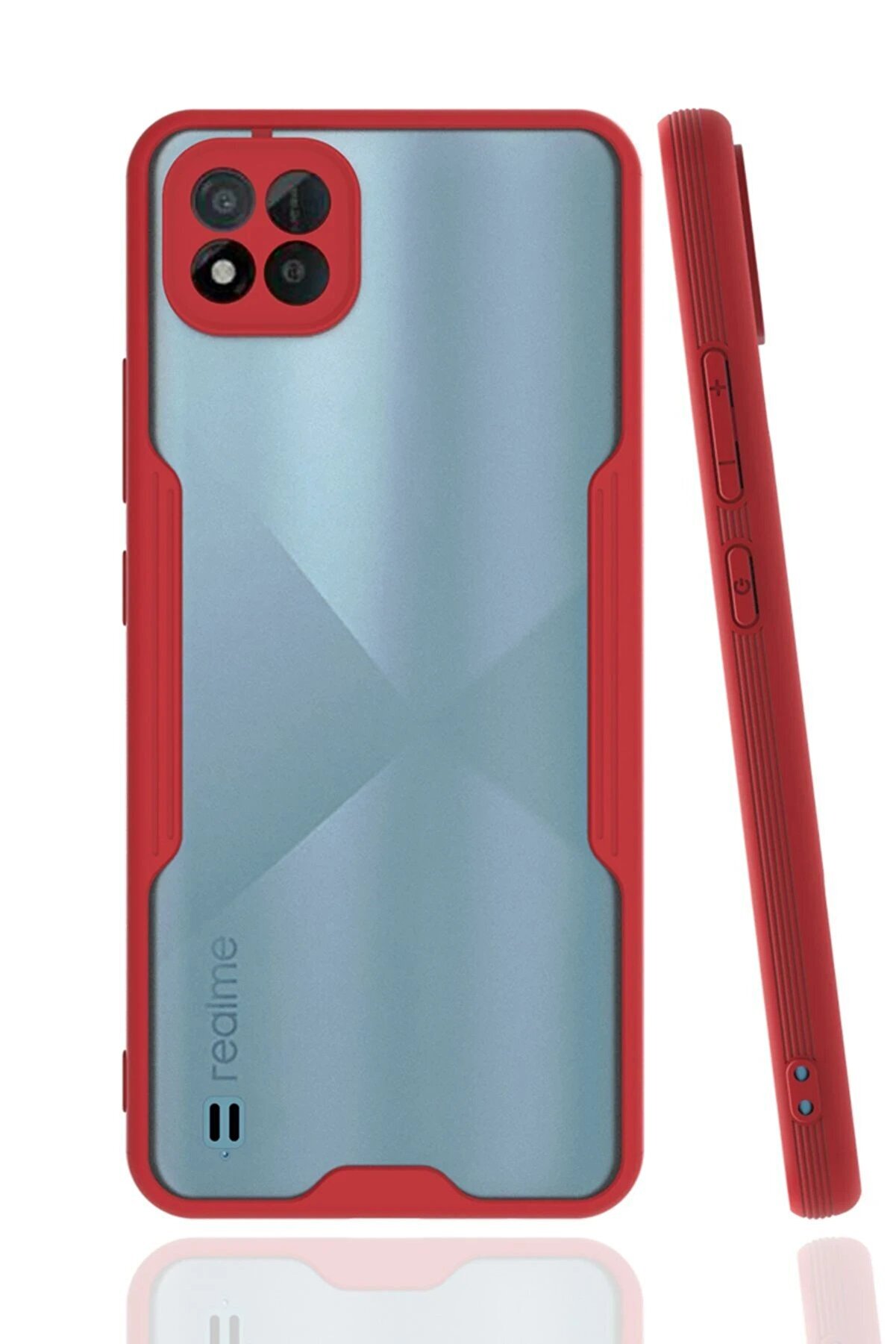 CepteToptan Realme C11 2021 Kılıf Platin Silikon - Kırmızı - DROPX2710-8534