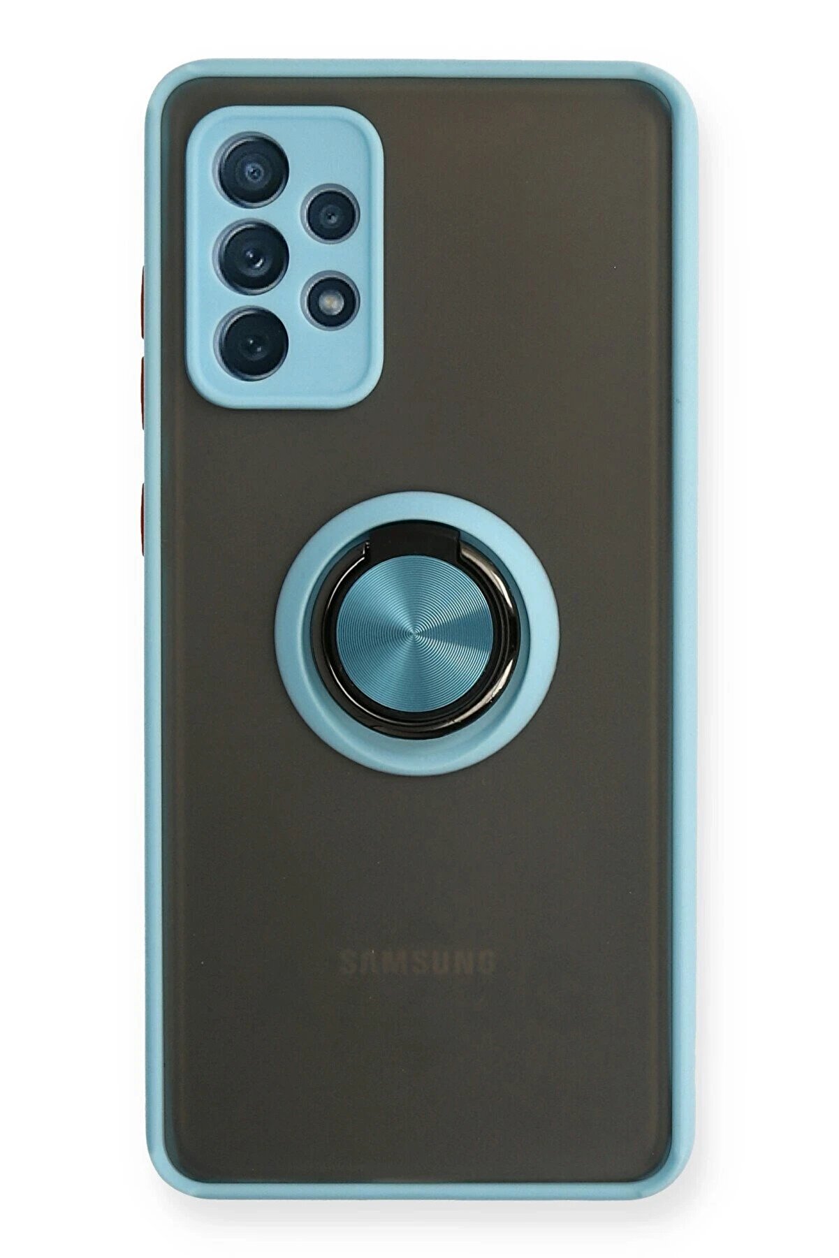 CepteToptan Samsung Galaxy A72 Kılıf Montreal Yüzüklü Silikon Kapak - Buz Mavi - DROPX5173-2454