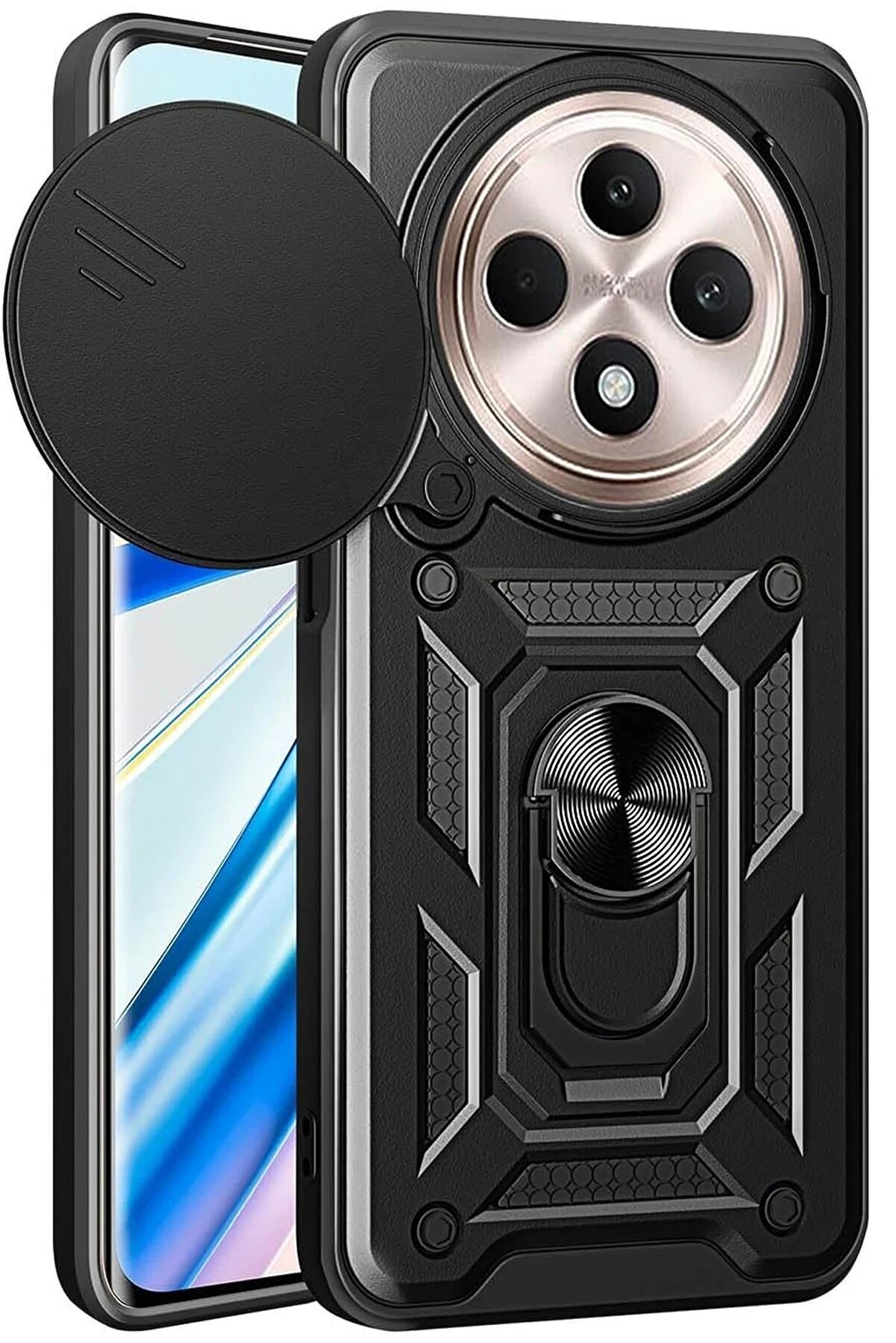 CepteToptan Xiaomi Redmi 14C Kılıf Pars Lens Yüzüklü Silikon - Siyah - DROPX1545-5958