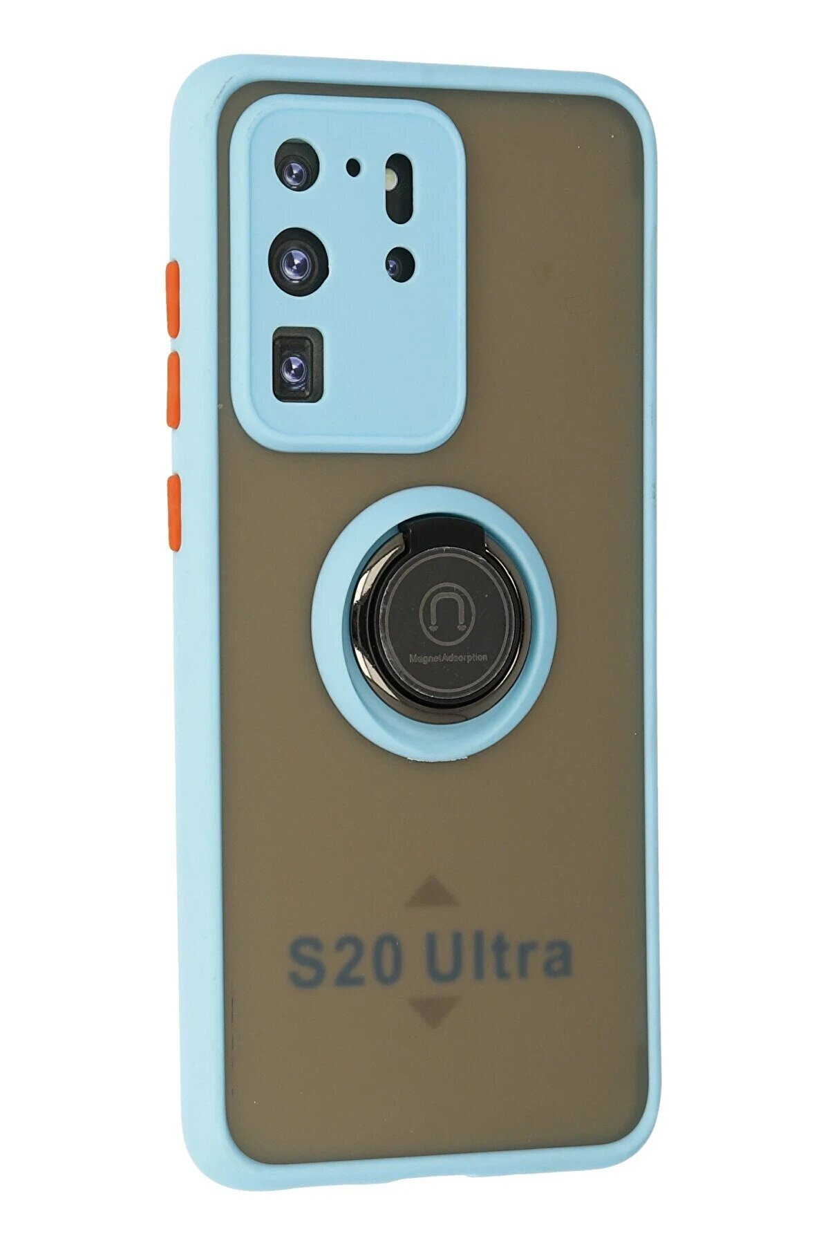 Samsung Galaxy S20 Ultra Kılıf Montreal Yüzüklü Si̇li̇kon Kapak - Buz Mavi̇ - Dropx1447-1586