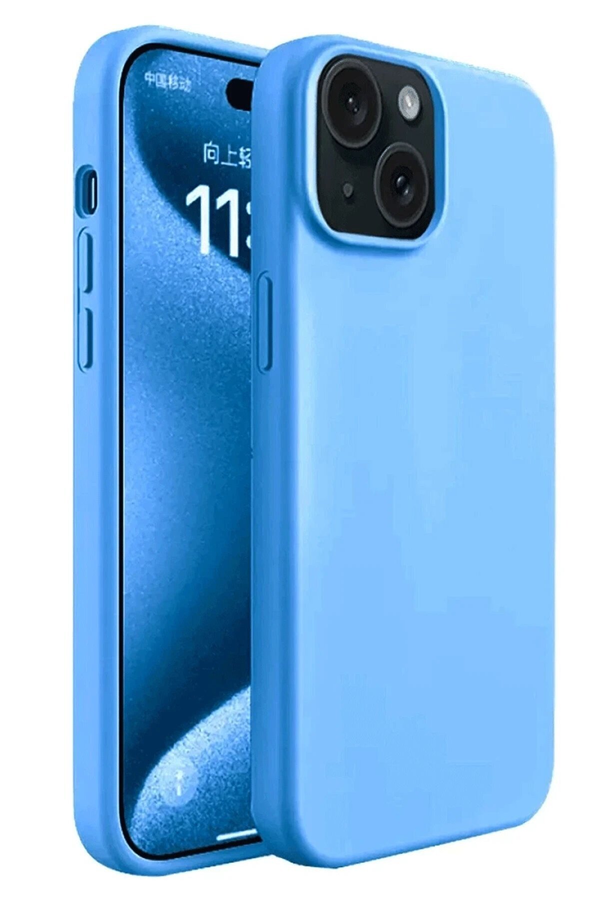 CepteToptan iPhone 15 Plus Kılıf First Silikon - Mavi - DROPX8744-4917