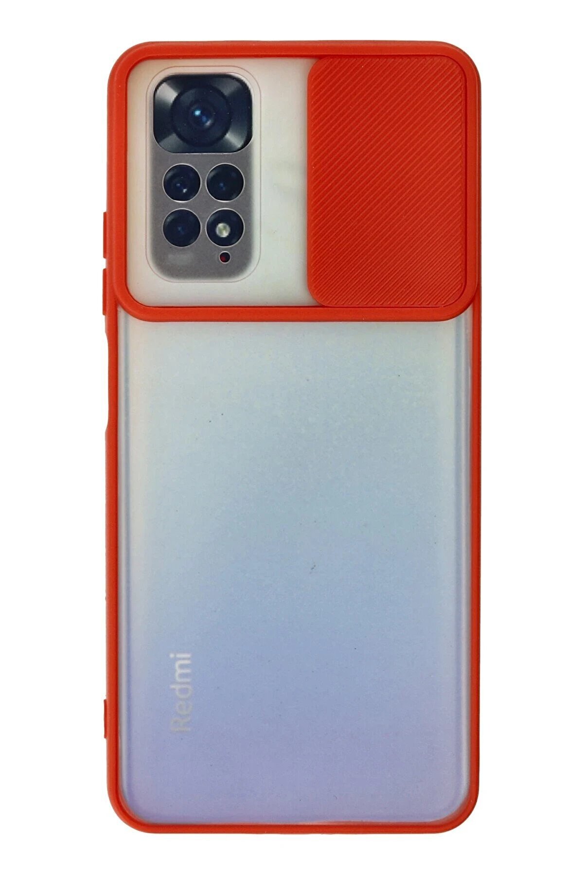 CepteToptan Xiaomi Redmi Note 11 Kılıf Palm Buzlu Kamera Sürgülü Silikon - Kırmızı - DROPX1473-6433