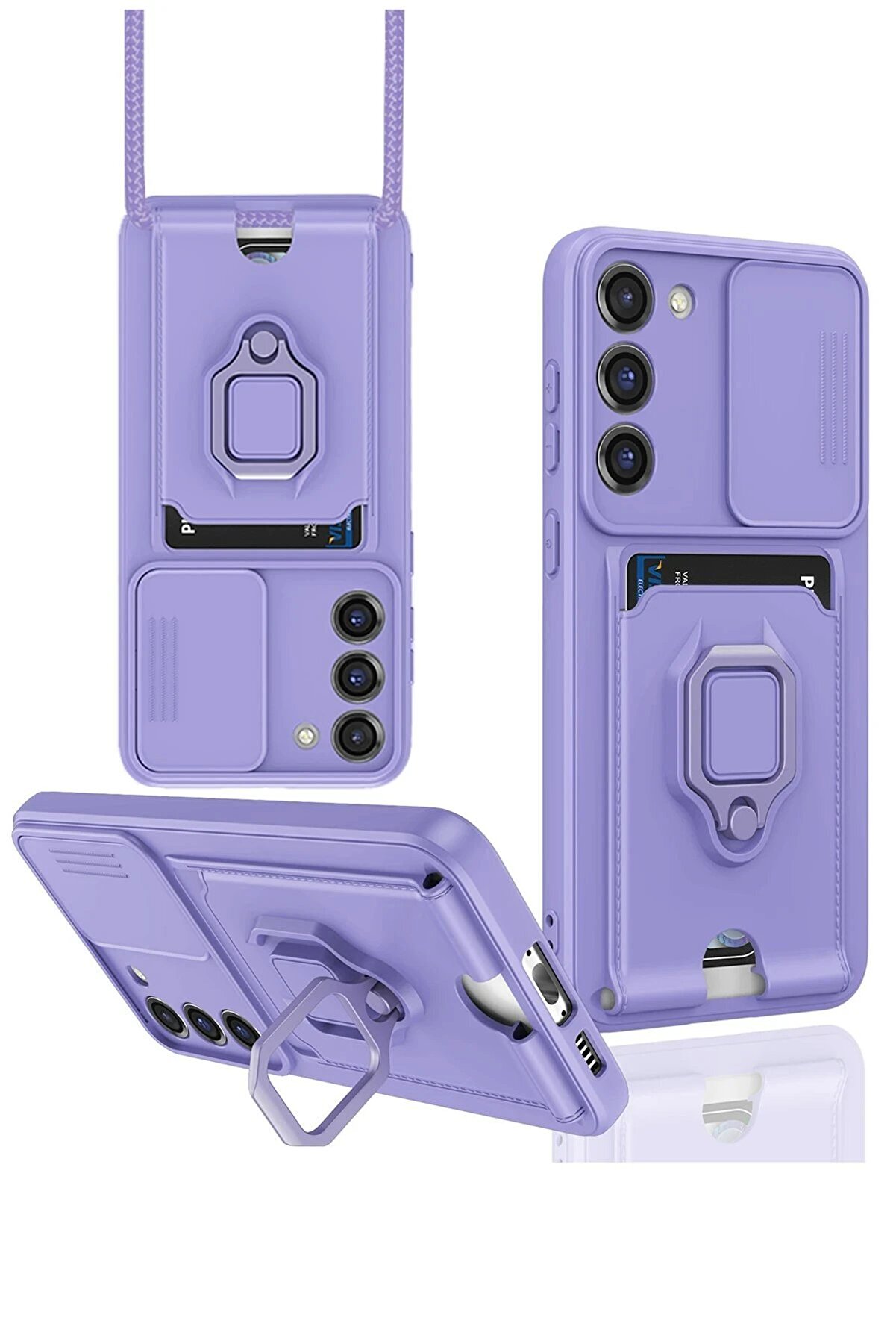 CepteToptan Samsung Galaxy S24 Plus Kılıf Zuma Kartvizitli Yüzüklü Silikon - Lila - DROPX1645-7875
