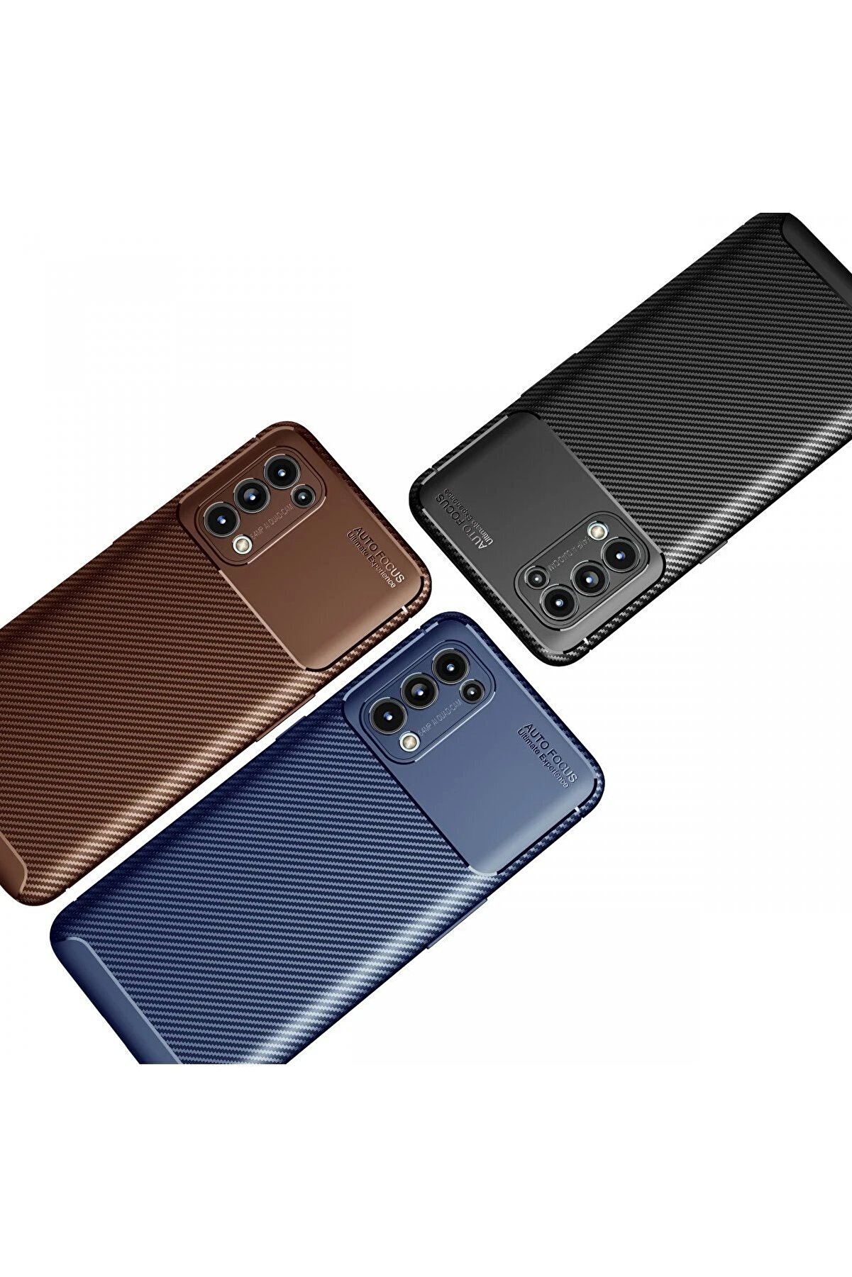 Oppo Reno 5 Kılıf Auto Focus Karbon Kapak - Kahverengi̇ - Dropx4265-4738