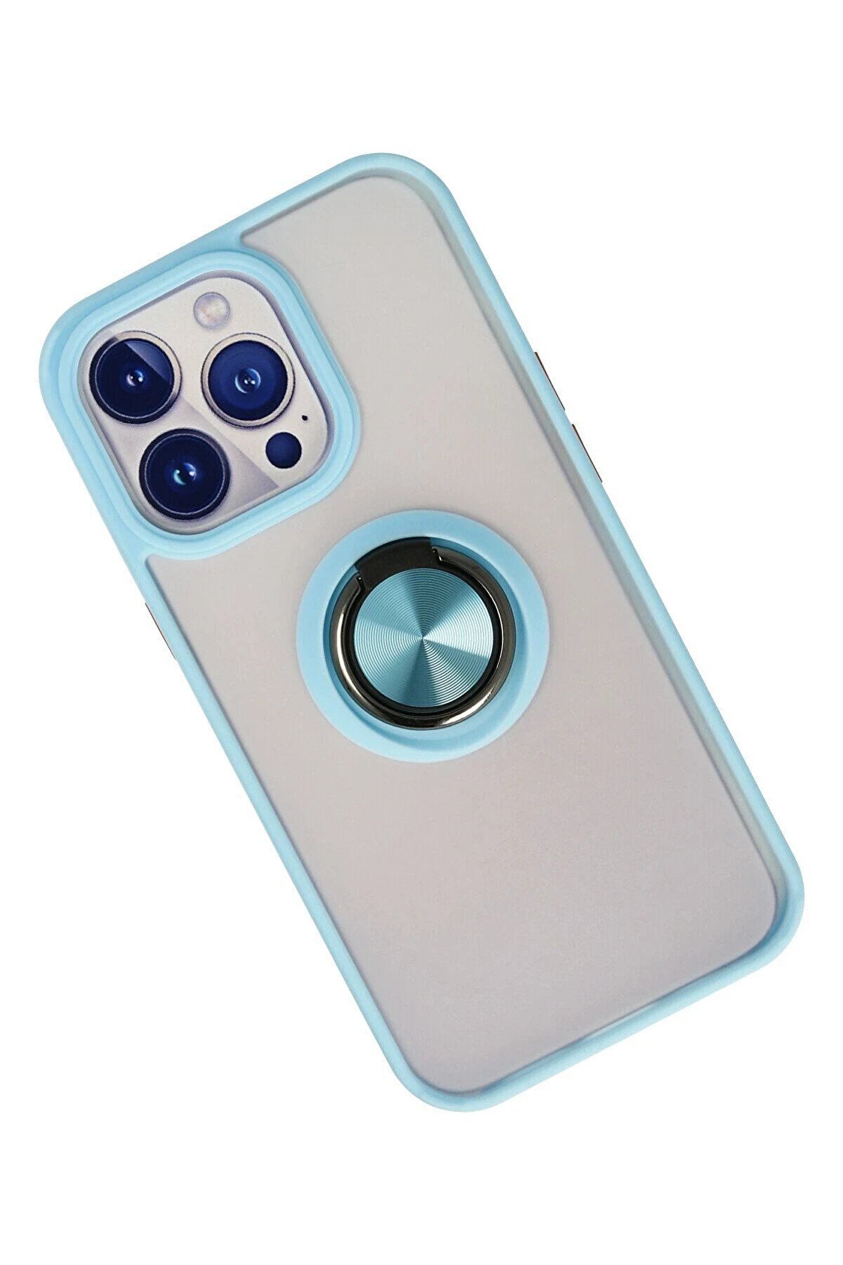İphone 15 Pro Kılıf Montreal Yüzüklü Si̇li̇kon Kapak - Buz Mavi̇ - Dropx7799-5725