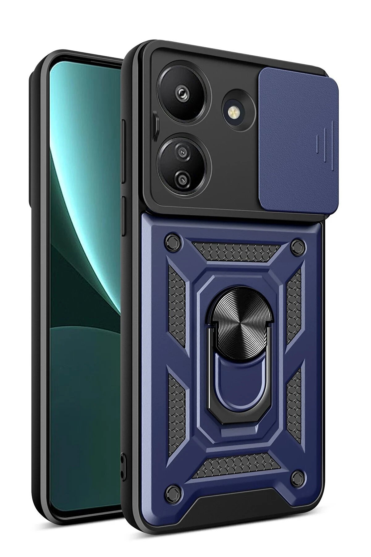 CepteToptan Xiaomi Redmi 13C Kılıf Pars Lens Yüzüklü Silikon - Lacivert - DROPX5325-1772