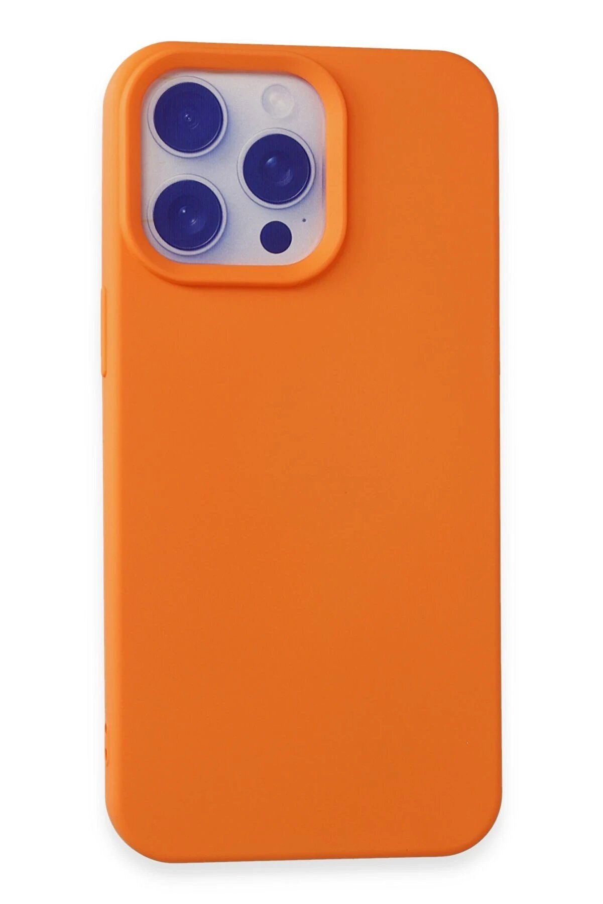 CepteToptan iPhone 15 Pro Max Kılıf Nano içi Kadife Silikon - Turuncu - DROPX1393-6696