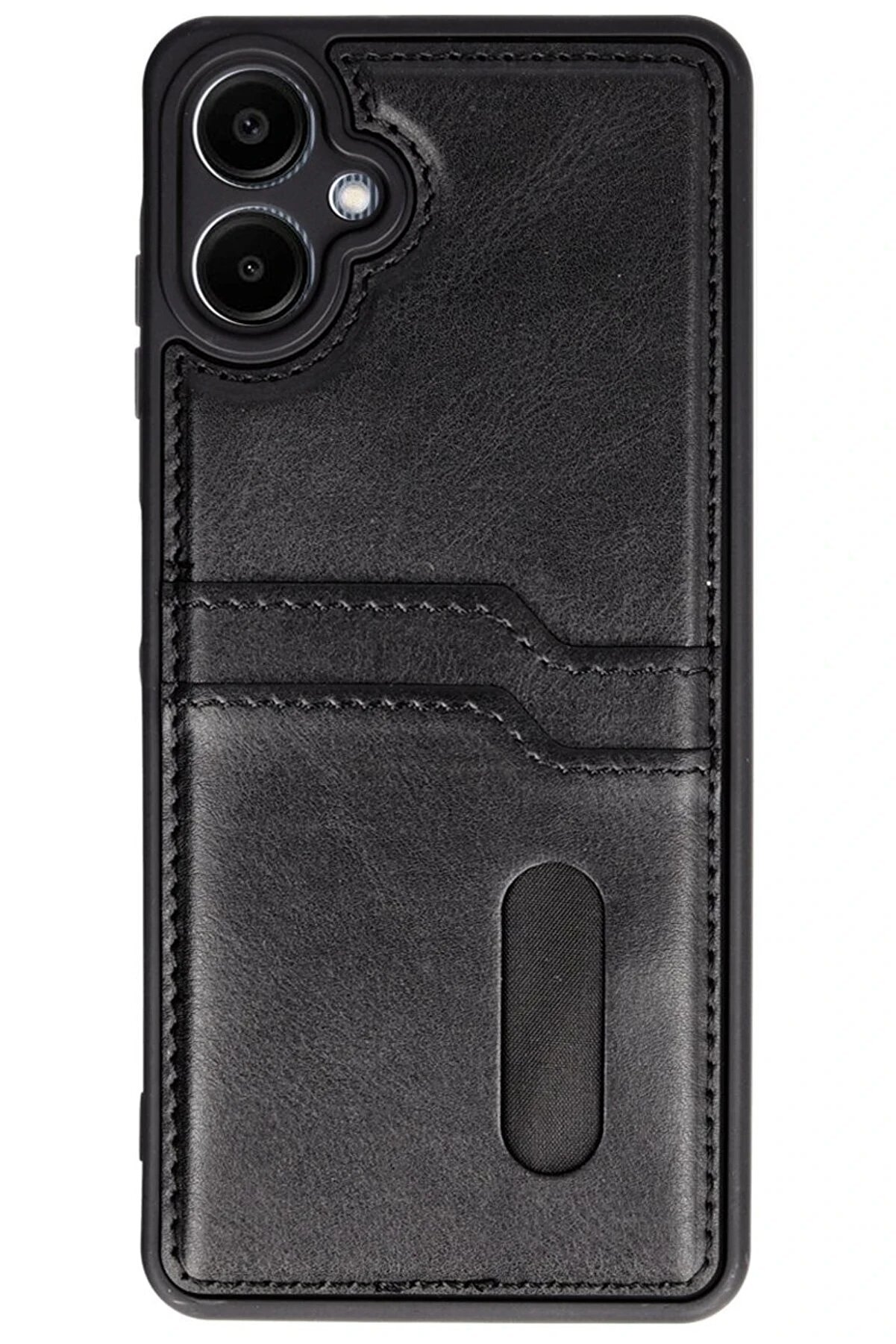 CepteToptan Samsung Galaxy A06 Kılıf Sara Kartvizitli Deri Kılıf - Siyah - DROPX2016-1297