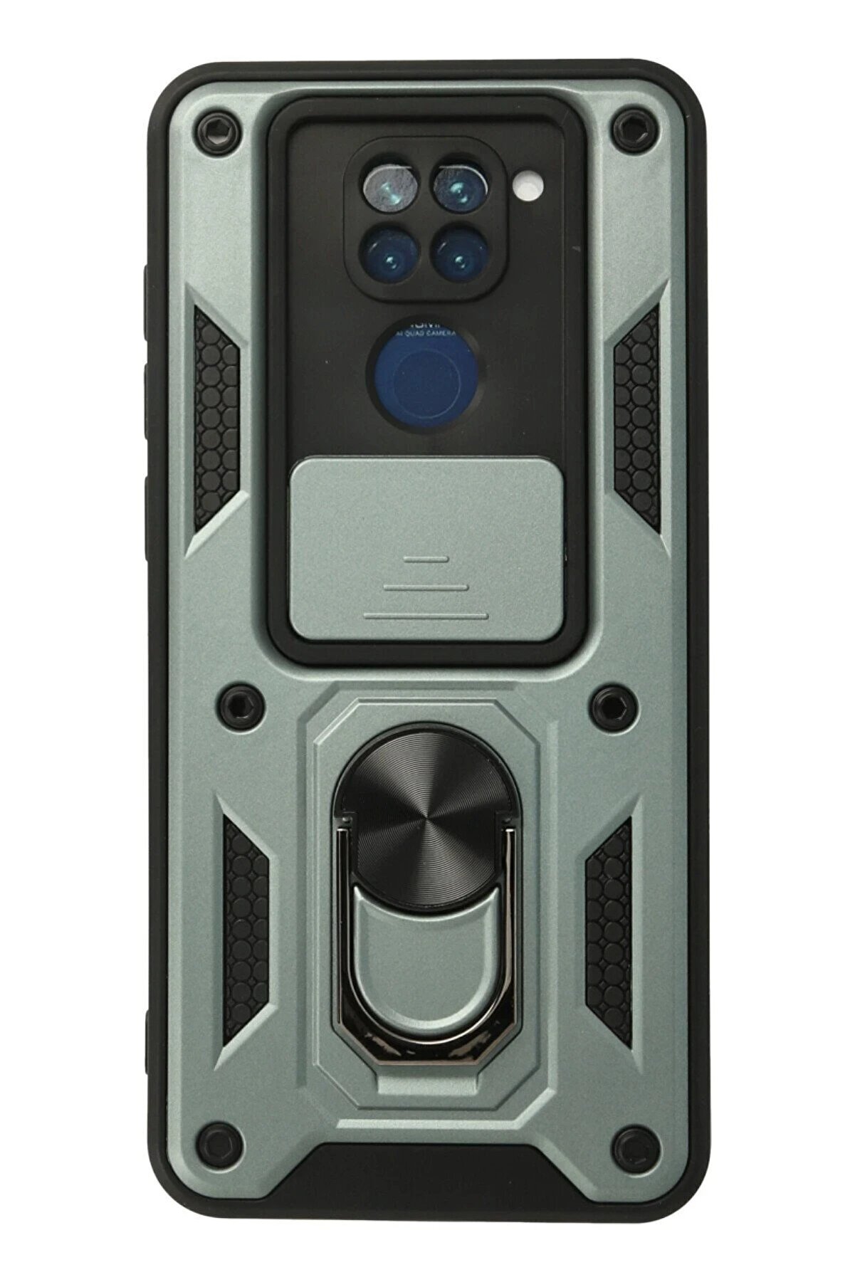 CepteToptan Xiaomi Redmi Note 9 Kılıf Pars Lens Yüzüklü Silikon - Yeşil - DROPX8859-6163